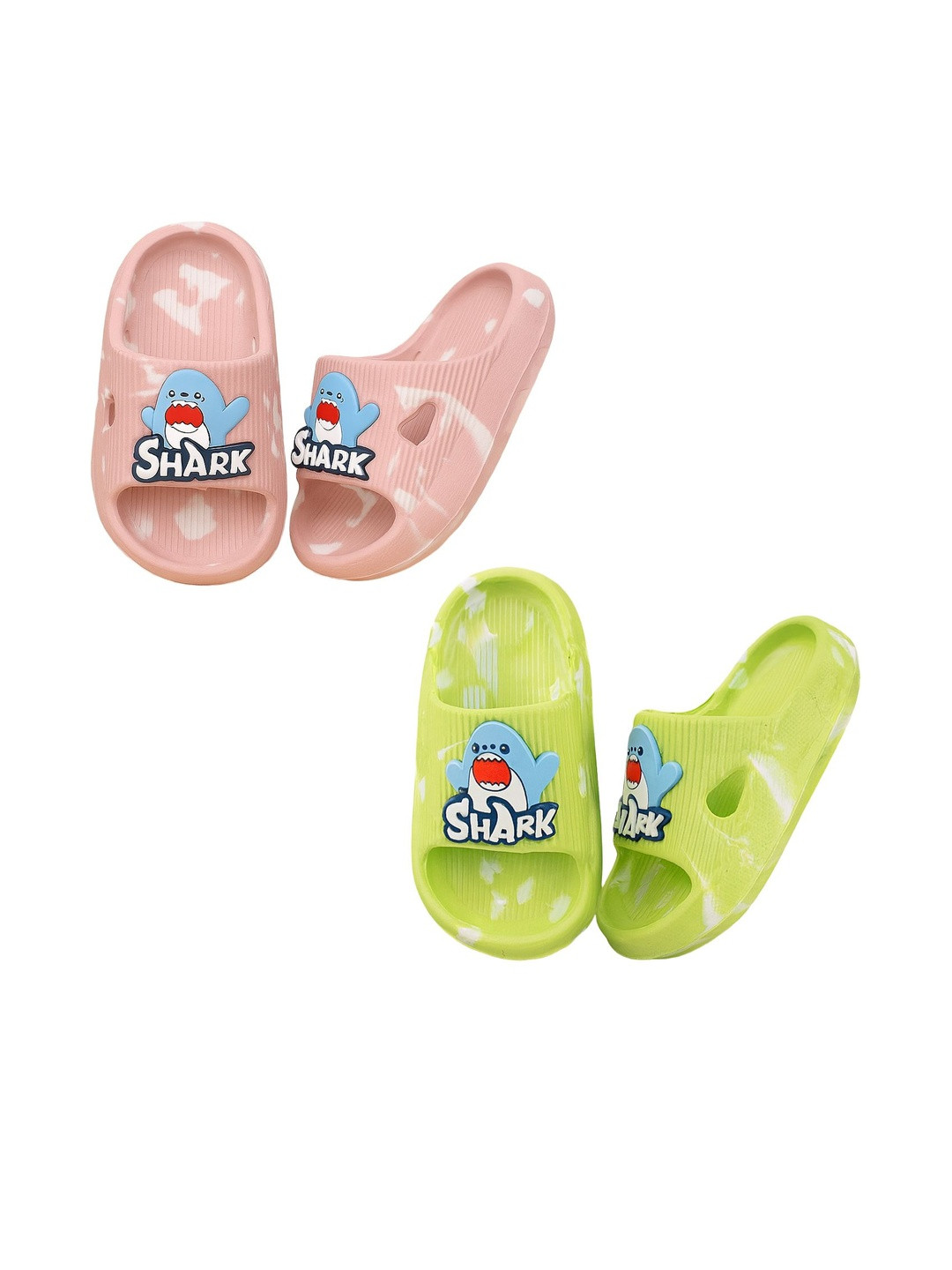 ONFEET Unisex Kids Set Of 2 Baby Shark Printed Colourblocked EVA Sliders