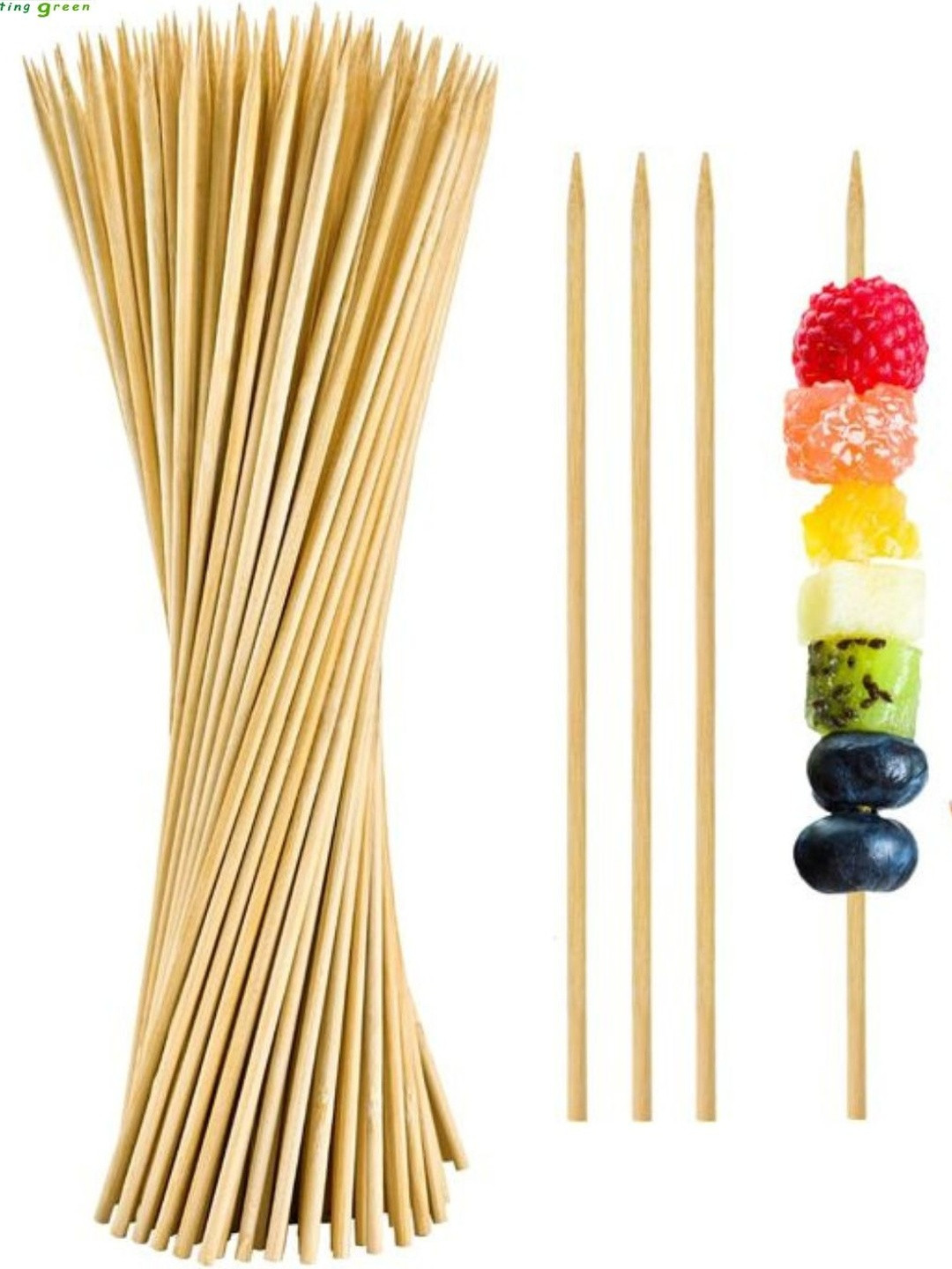 Prakritii Set Of 50 Beige 10 inch Microwave Safe Dia 2.5mm Bamboo Skewers