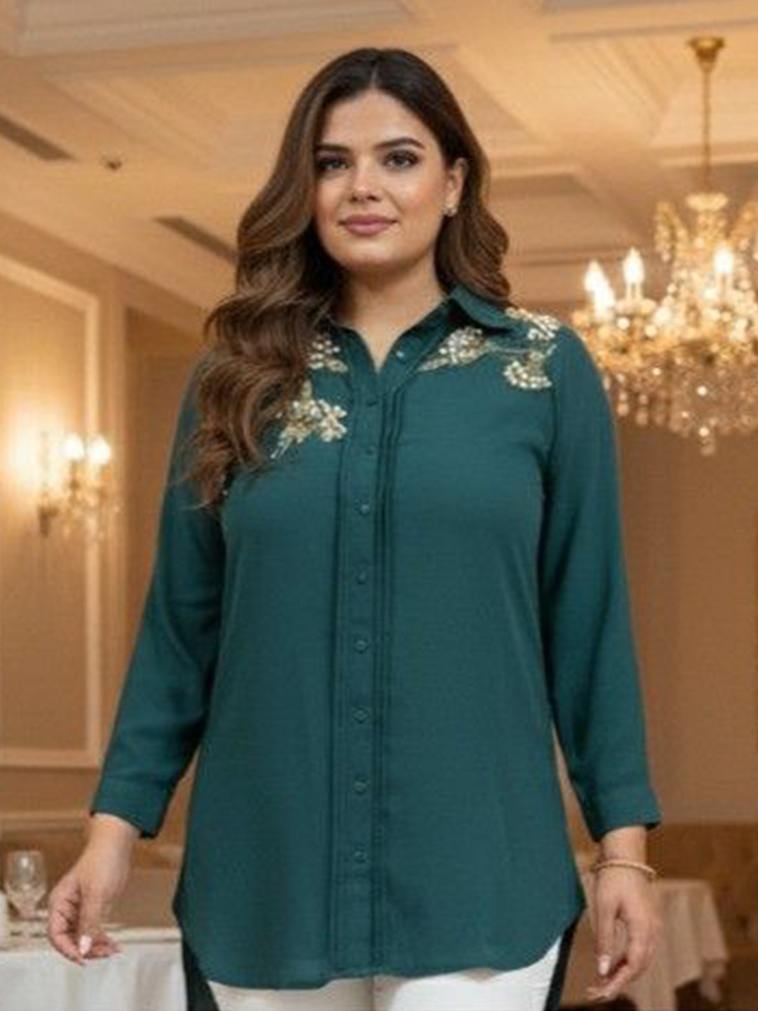 CHIQUE Spread Collar Casual Shirt