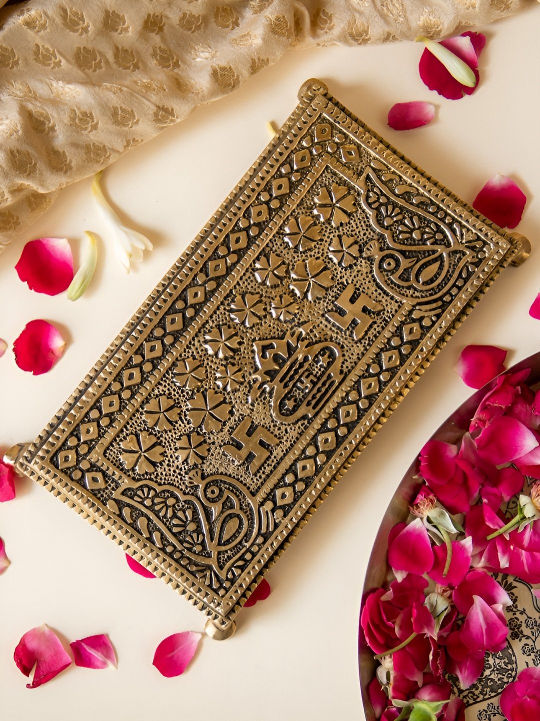 Imli Street Yellow Rectangle Shaped Pooja Chowkie Pooja Essential