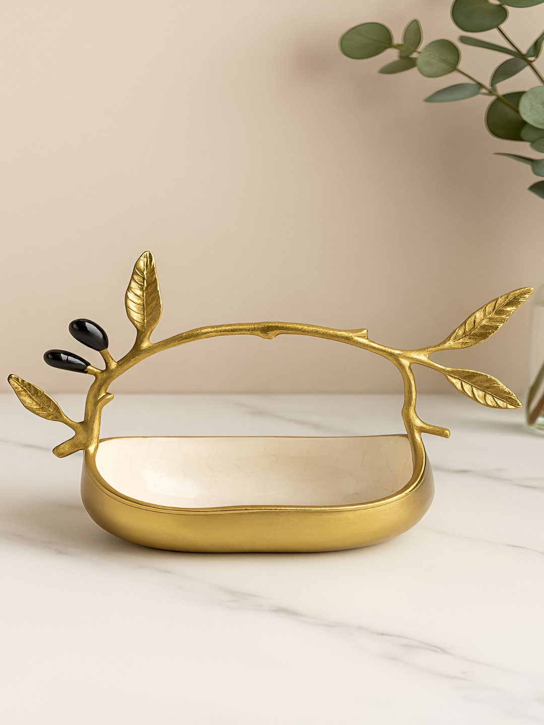 FOUR DECOR COMPANY Gold Decorative Fruit Basket