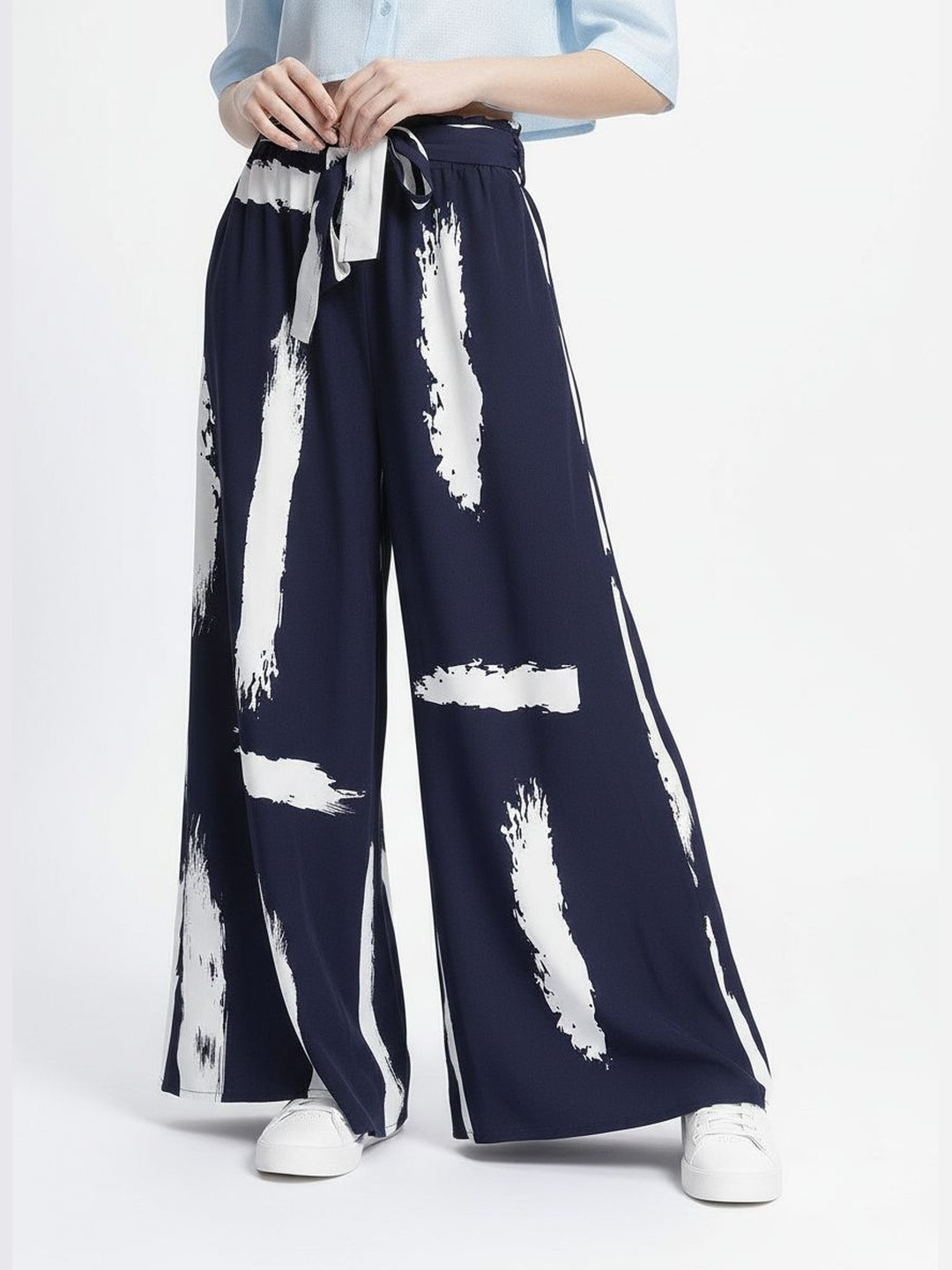 DressBerry Women Abstract Art Wide Leg Trousers