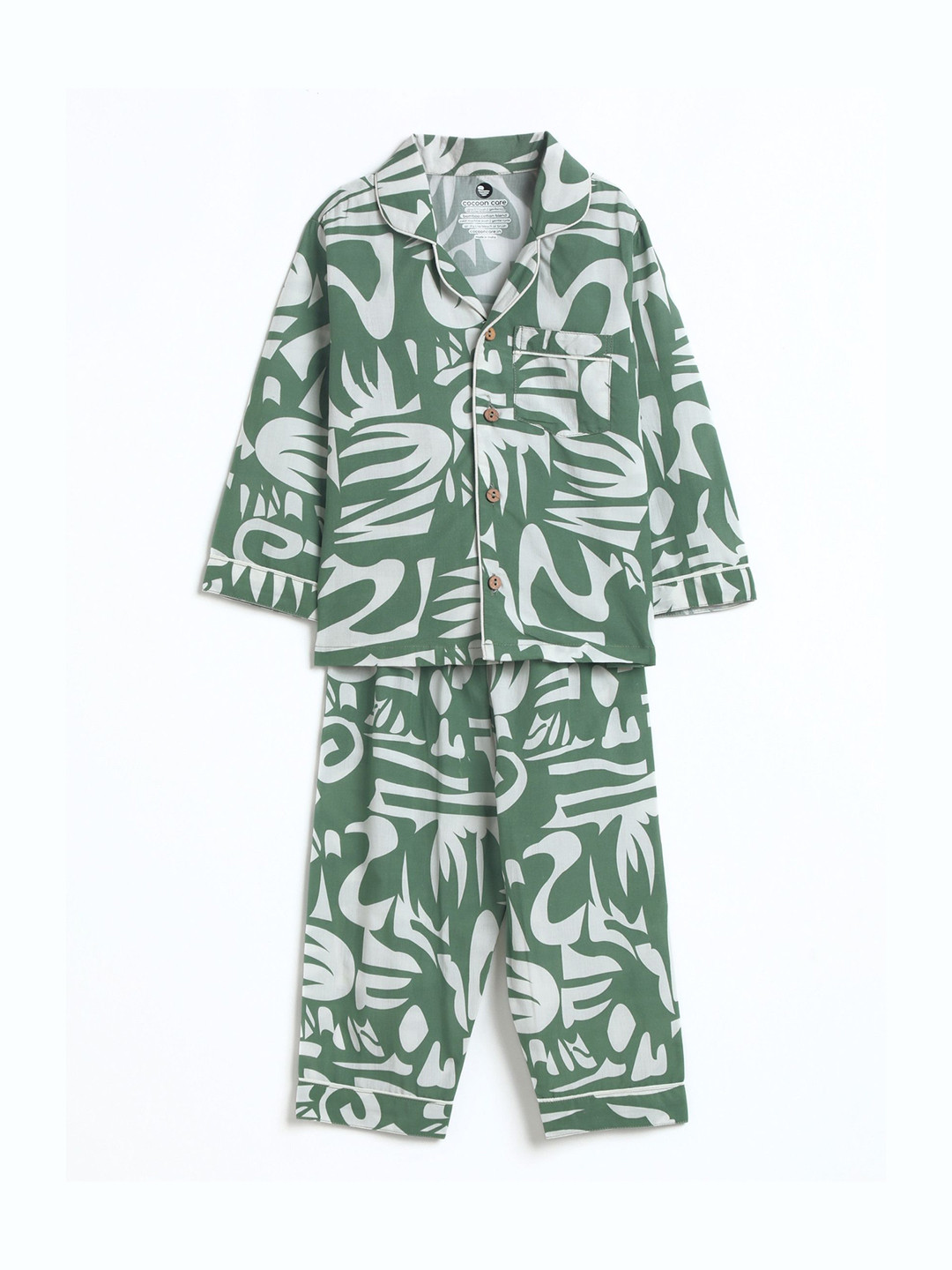 cocoon care Kids Abstract Printed Bamboo Cotton Shirt & Pyjamas Night Suit
