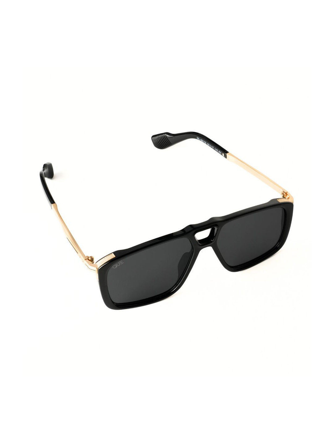 QUE UNIVERSE Men Full Rim Square Sunglasses QUE_RTROEG_ML-98176P_JetBlack_C1_C