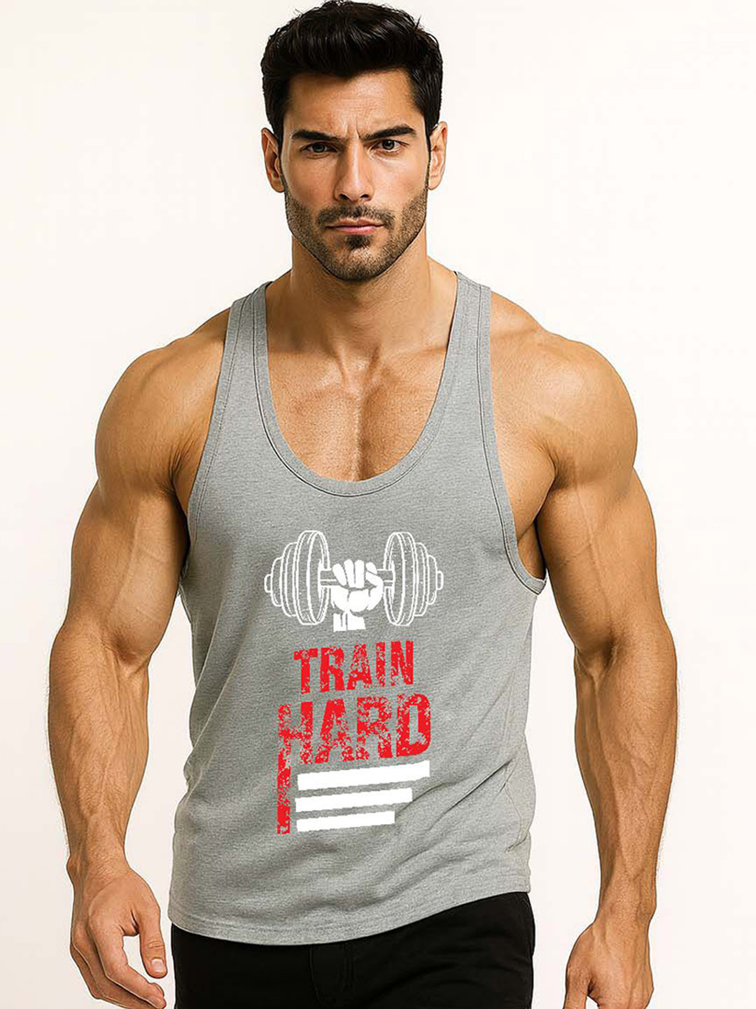 JUARI BE A GENTLEMAN Printed Pure Cotton Scoop Neck Lightweight Gym Vest