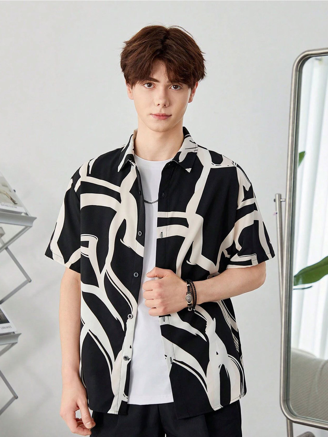 Urban Buccachi Men Premium Fit Zebra Printed Spread Collar Casual Shirt