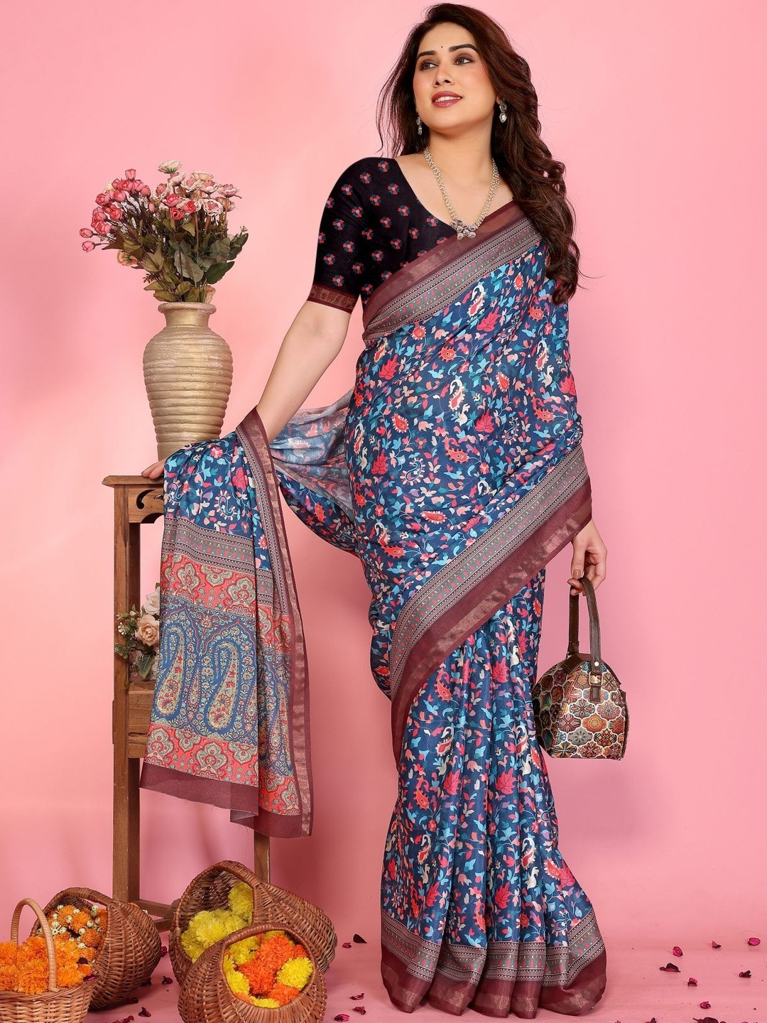 vj fashion Digital Printed MulMul Cotton Saree