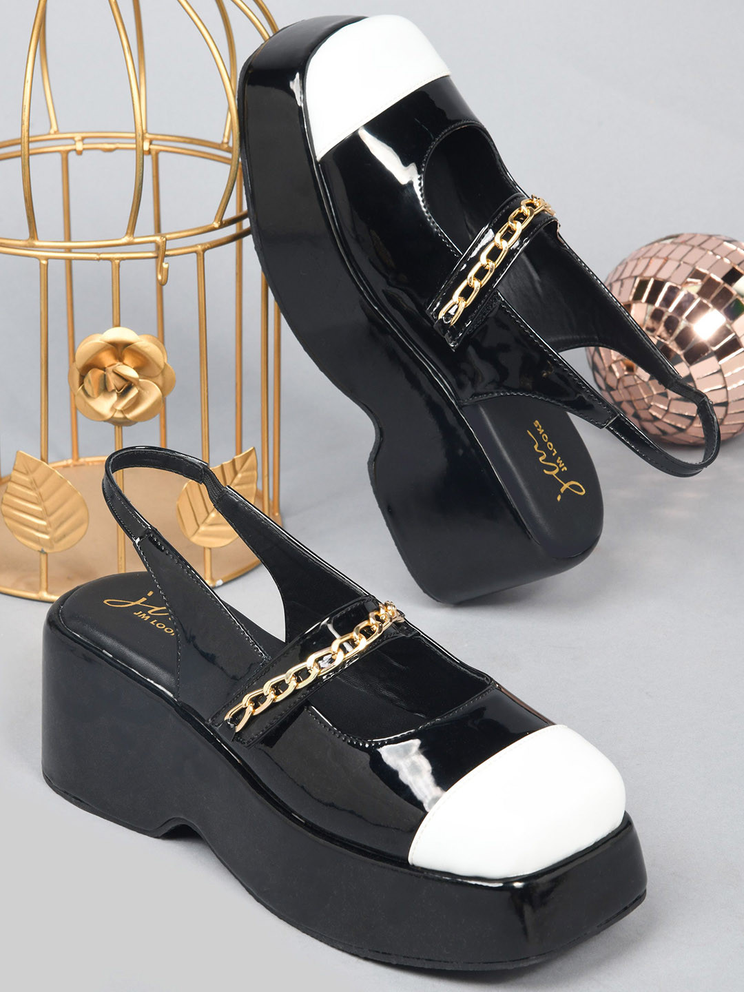 JM Looks Women Slingback Heels with Chain Strap