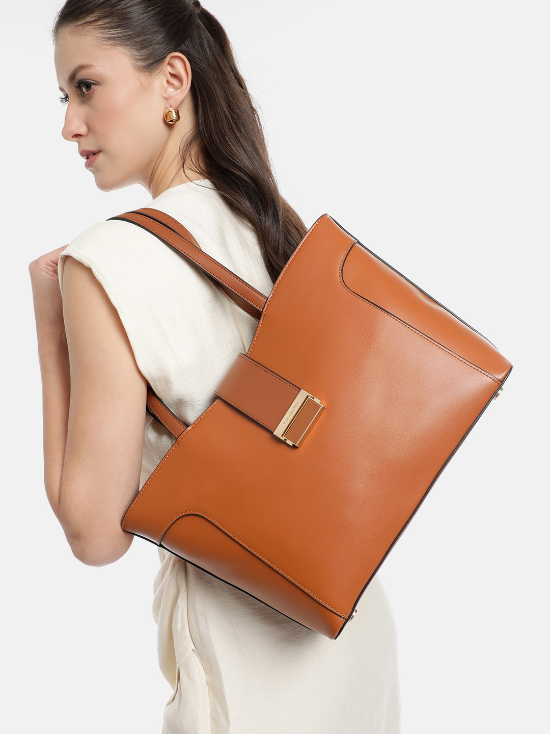 Van Heusen Structured Shoulder Bag with Panelled Detail