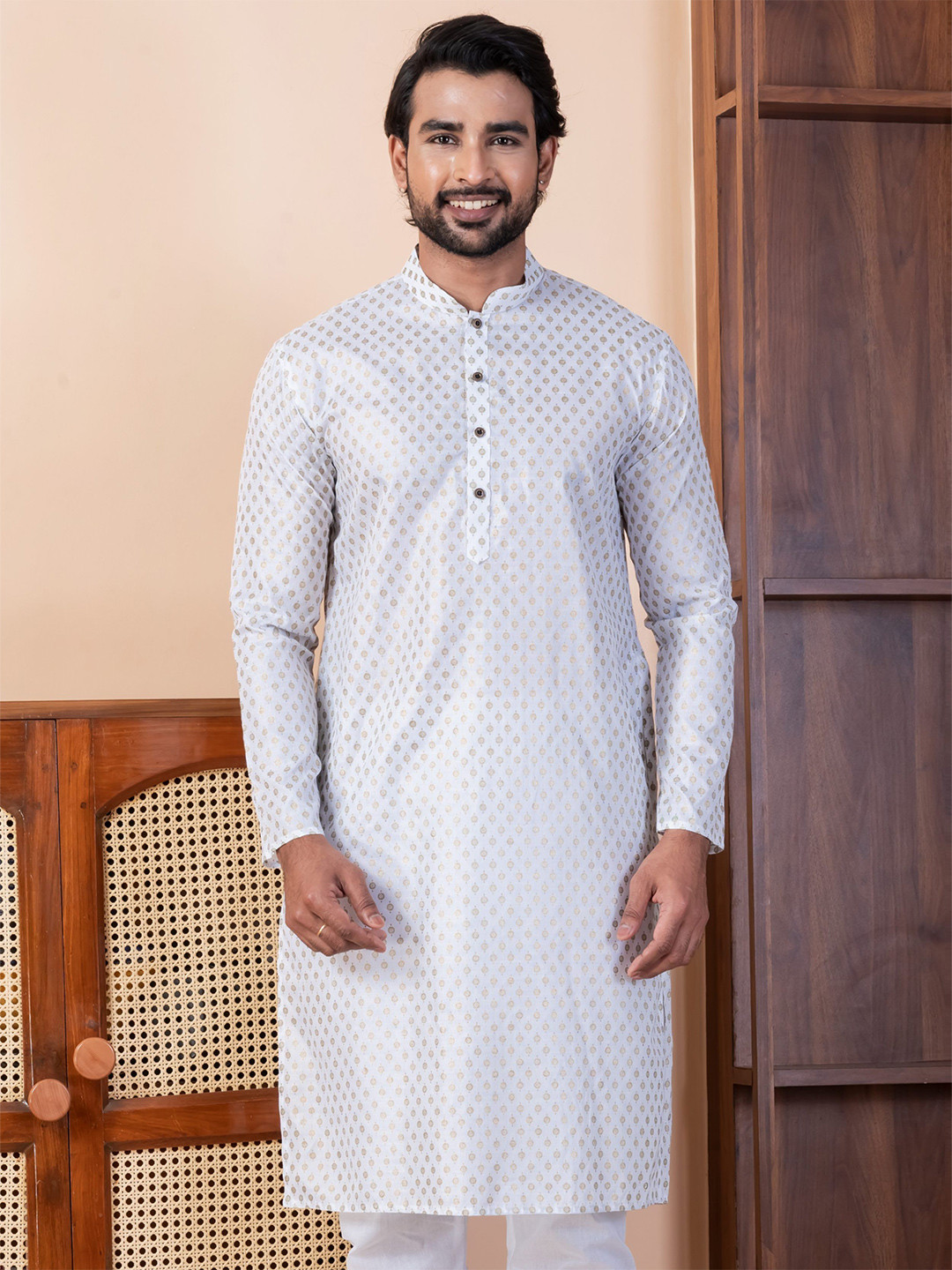 DEVOILER Abstract Printed Mandarin Collar Straight Kurta