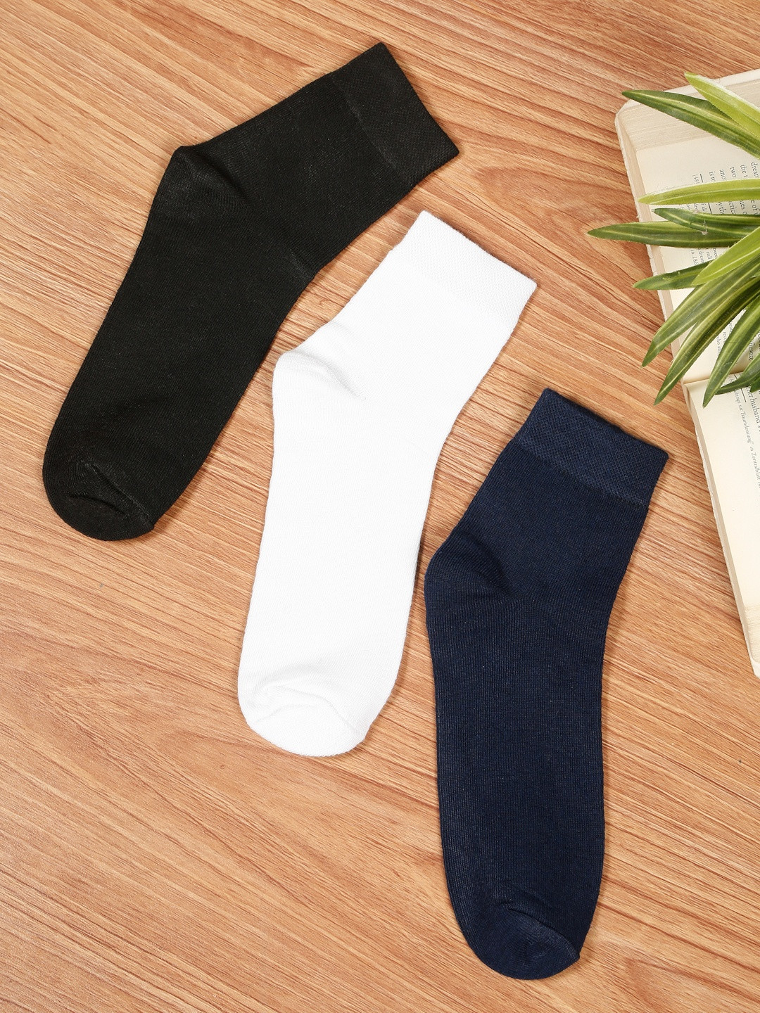 Teakwood Leathers Men Pack Of 3 Pure Cotton Above Ankle Length Socks