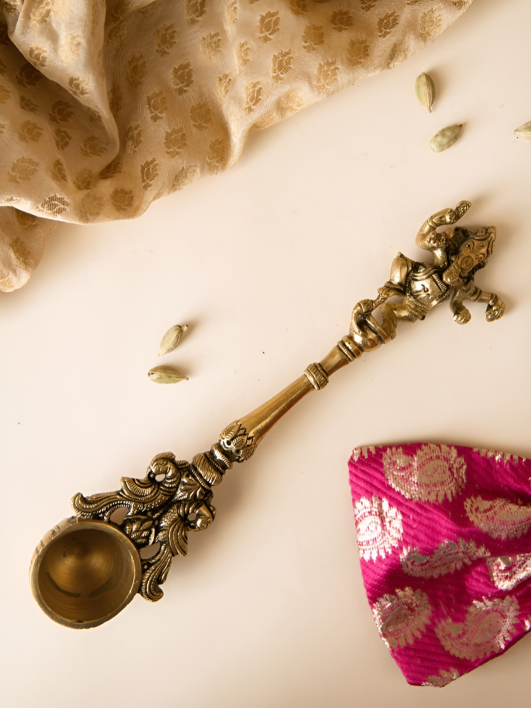 Imli Street Yellow Dancing Ganesha Ritual Spoon Diyas Pooja Essential