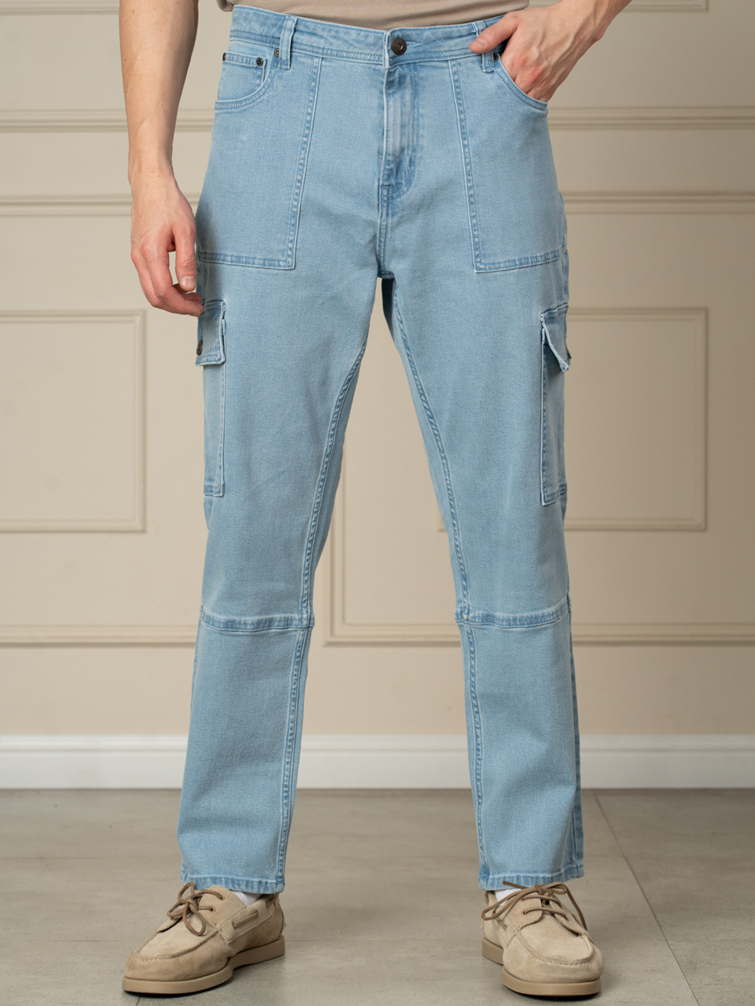 The Pant Project Men Cloudline Brown Relaxed Fit Denim Jeans