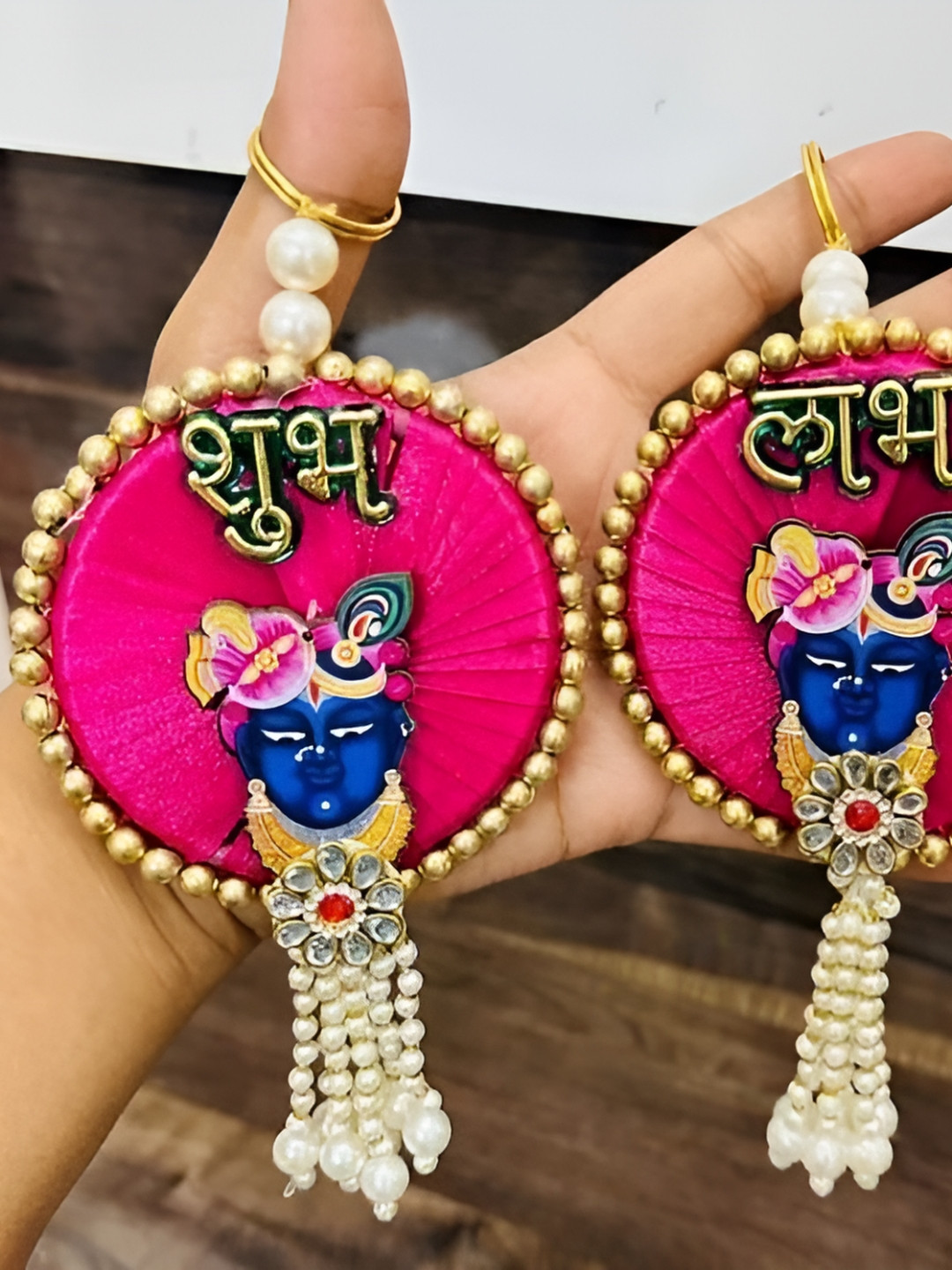Sellplus Pack of 2 Decorative Embellished Shri Nath Ji Shubh Labh Hanging Torans