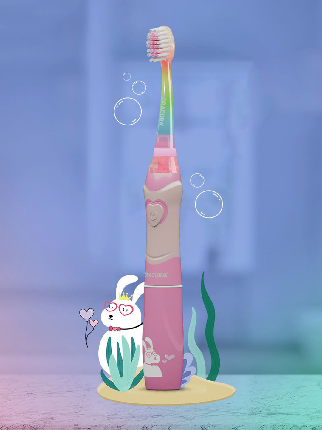 ORACURA KSB100 Kids Sonic Battery Operated Electric Toothbrush - Pink
