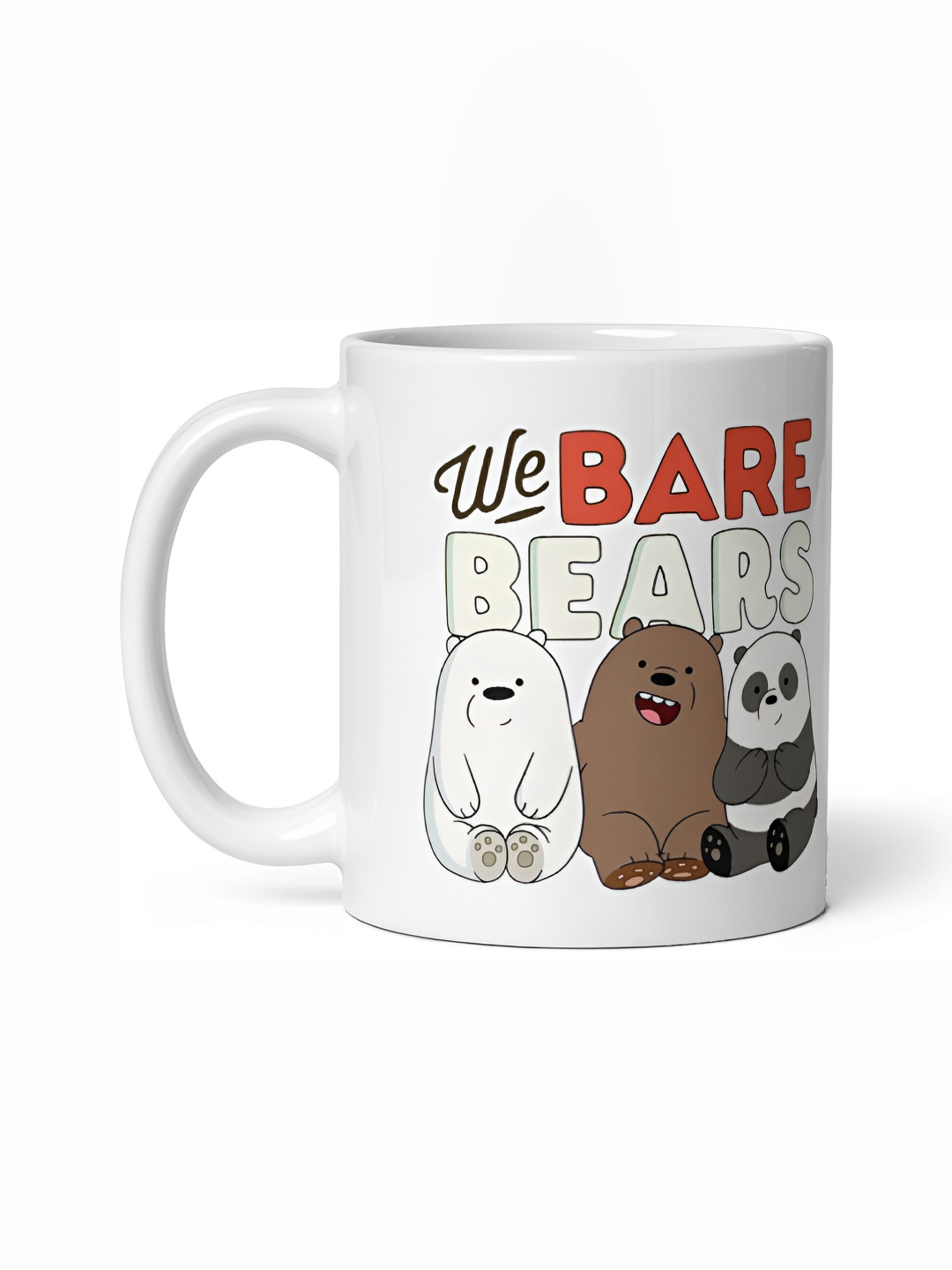 Mr UVD White & Browm we Bare Bears Printed Ceramic Glossy Mug - 350 ml