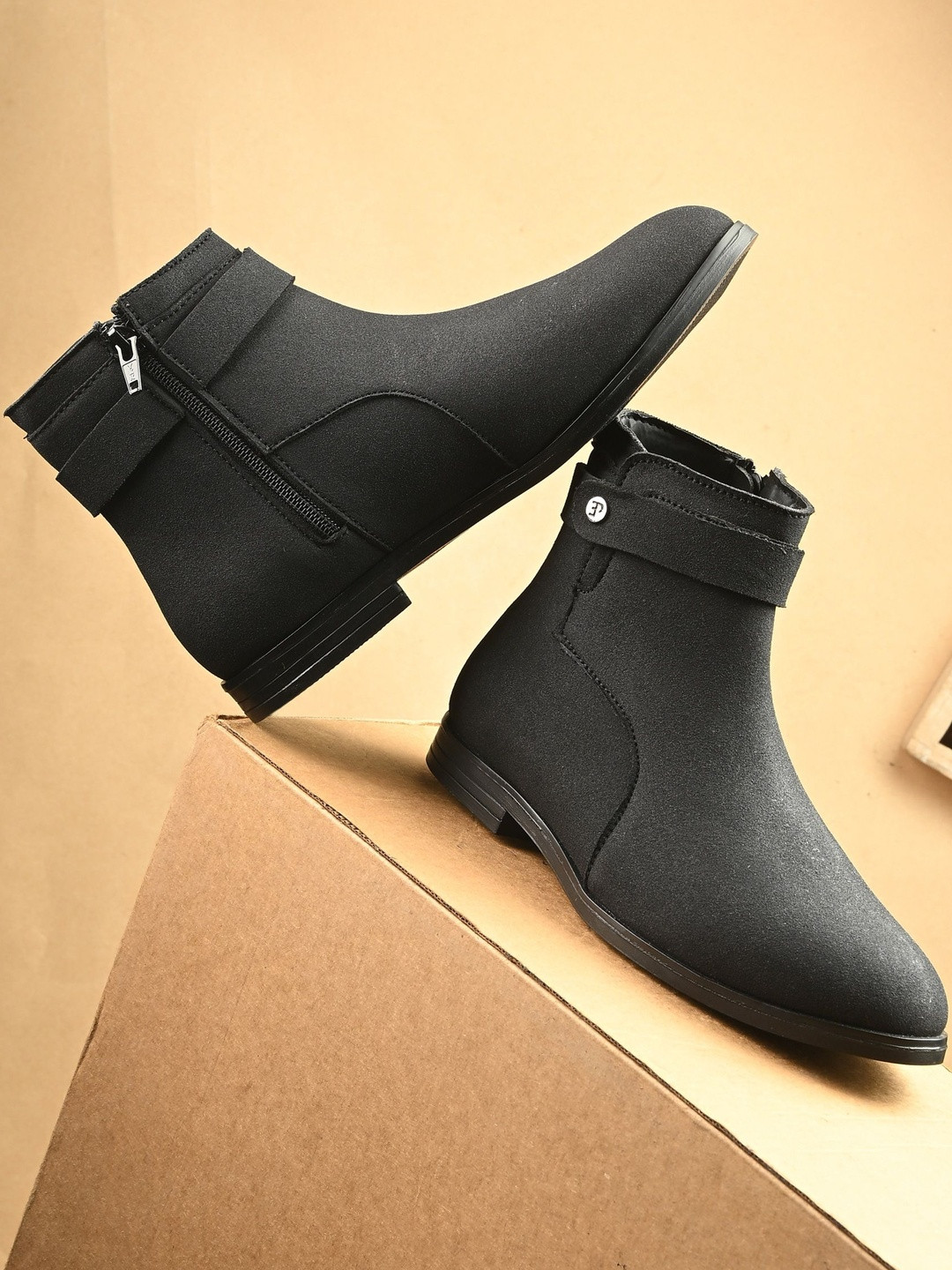 El Paso Women Ankle Boots With Side Zip & Adjustable Strap With Buckle Accent