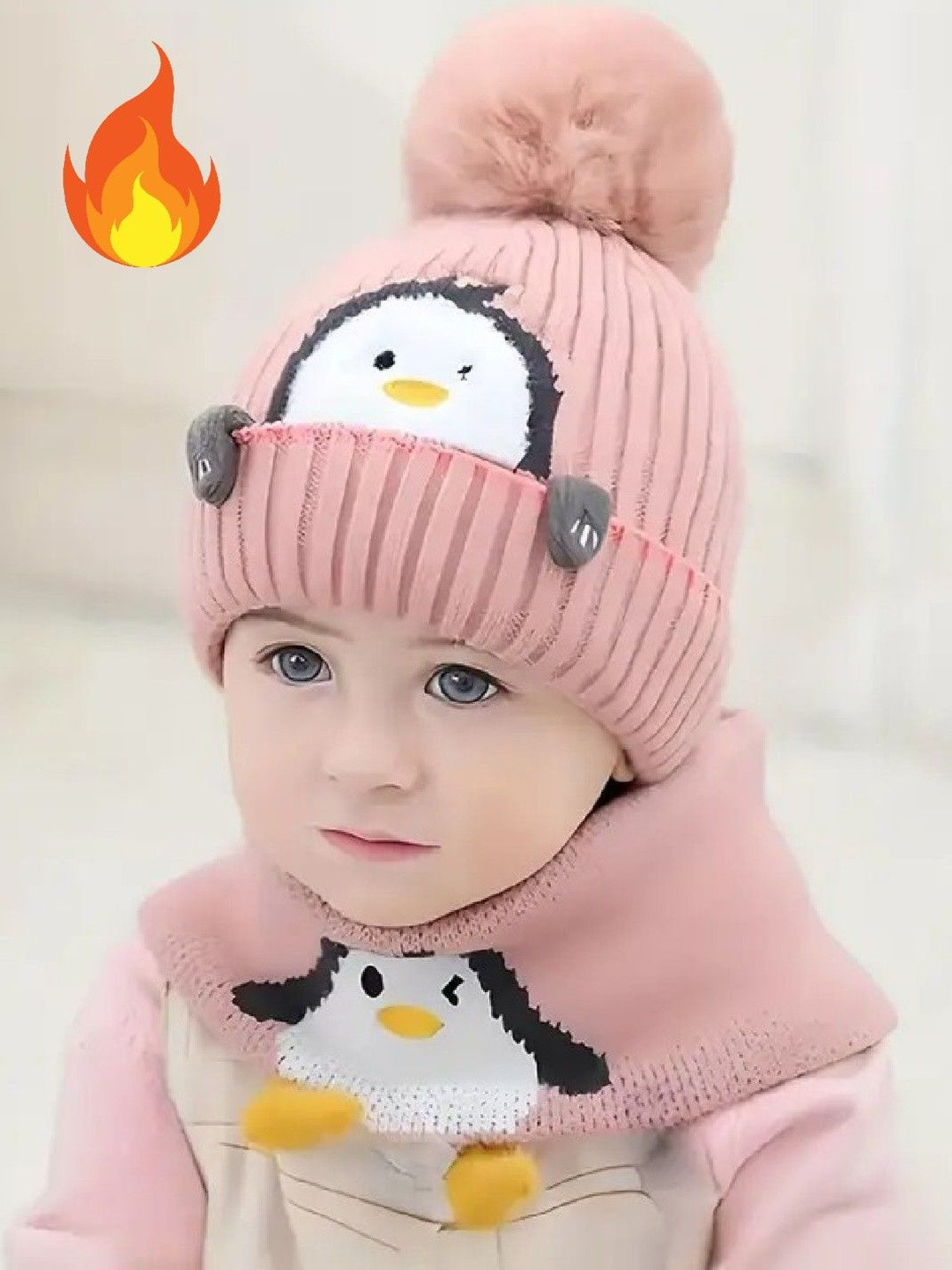 TOMKOT Unisex Kids Woollen Hat Scarf Set