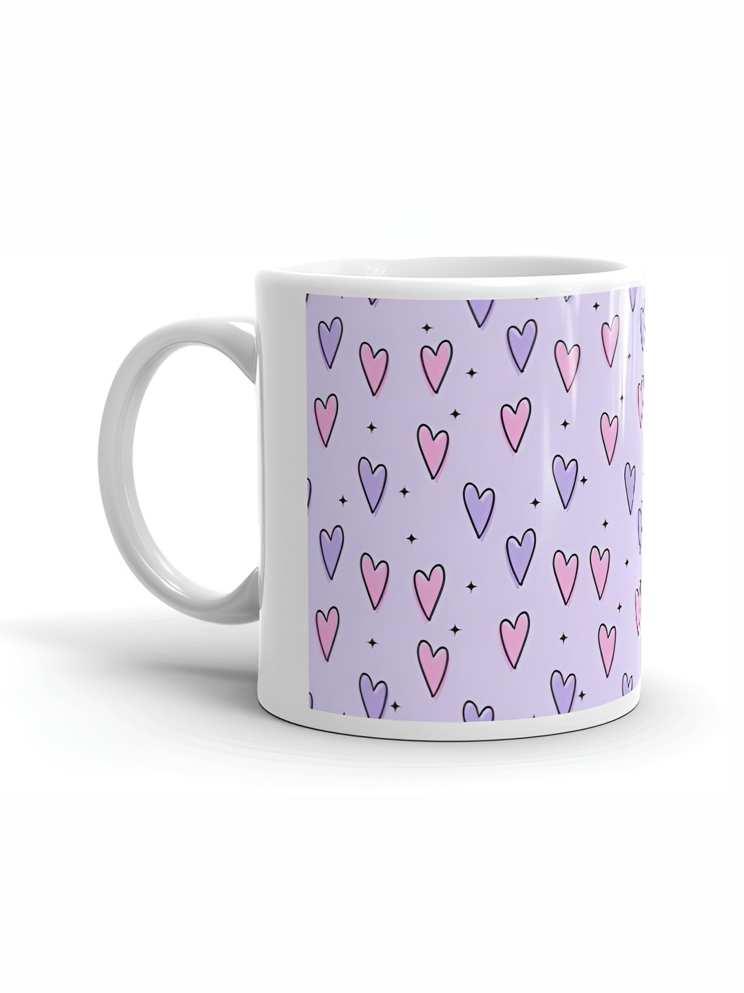 Mr UVD White & Lavender Abstract Printed Ceramic Glossy Mug - 350 ml