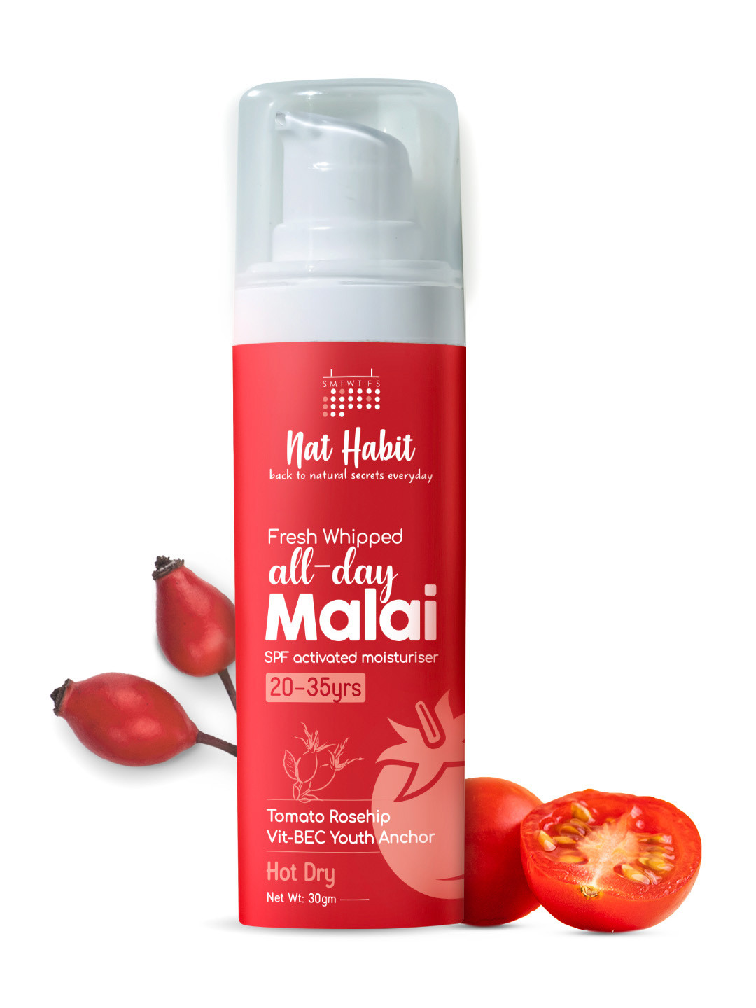 Nat Habit Fresh Whipped All Day Malai Moisturizer with Tomato  Rosehip - 30 g