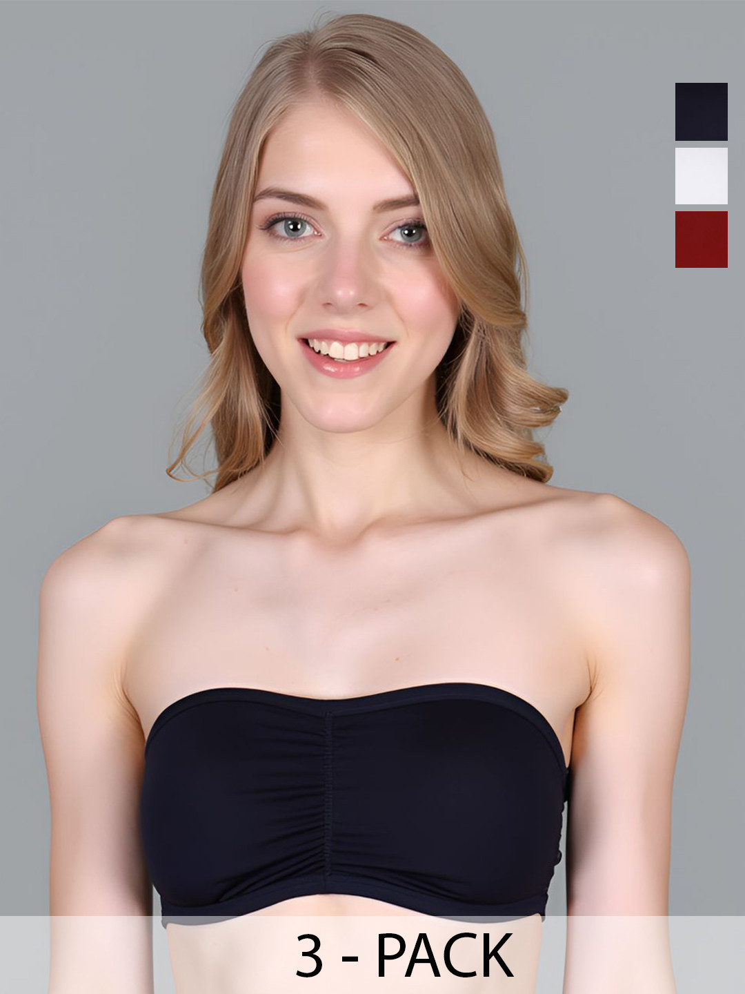 ComfyStyle Pack of 2 Seamless U-Neck Padded Wireles Workout Yoga Bandeau Bra