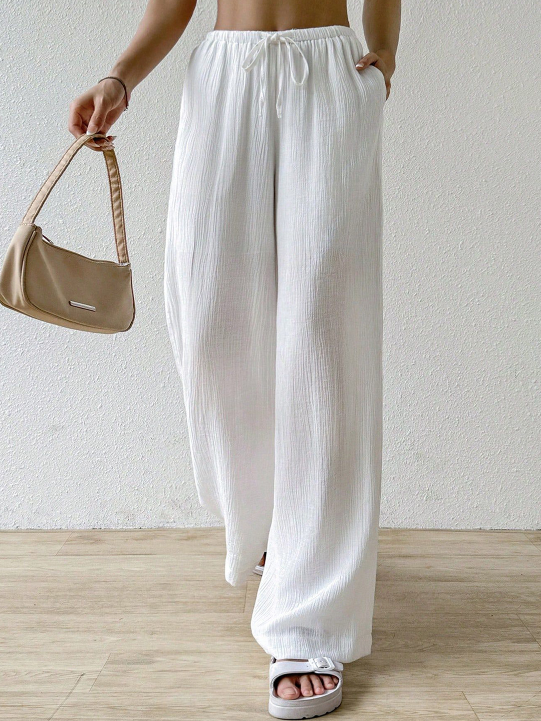 M&H Easy Women Striped Self Design Regular Fit High-Rise Trousers