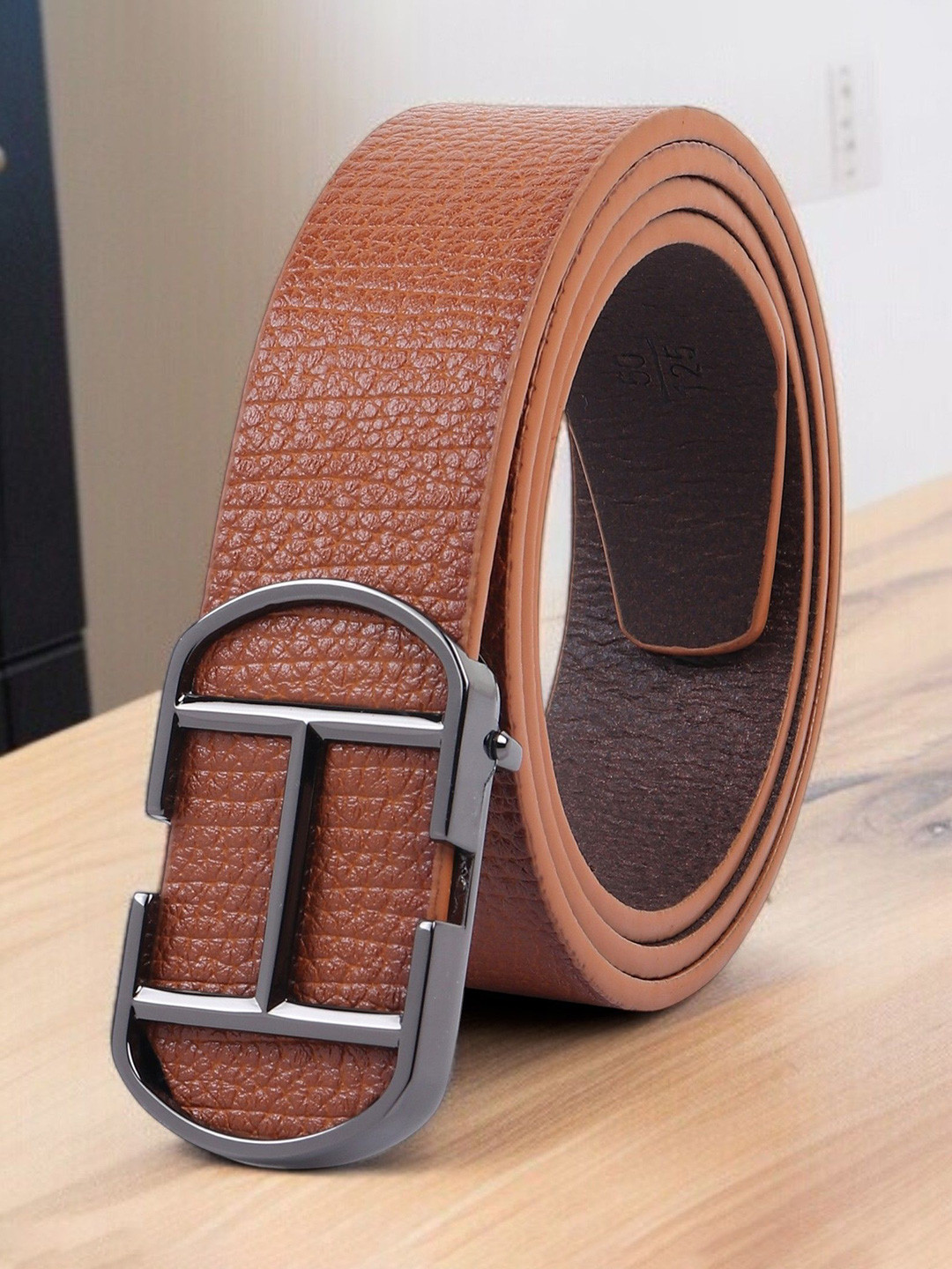 LOOPA Men Textured PU Formal Belt