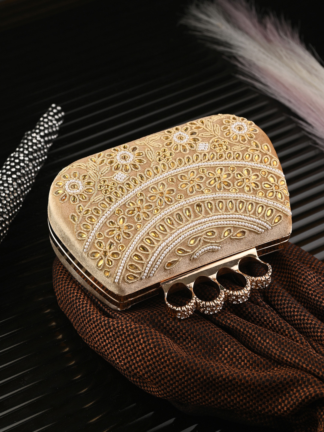 Toobacraft Embellished Box Clutch