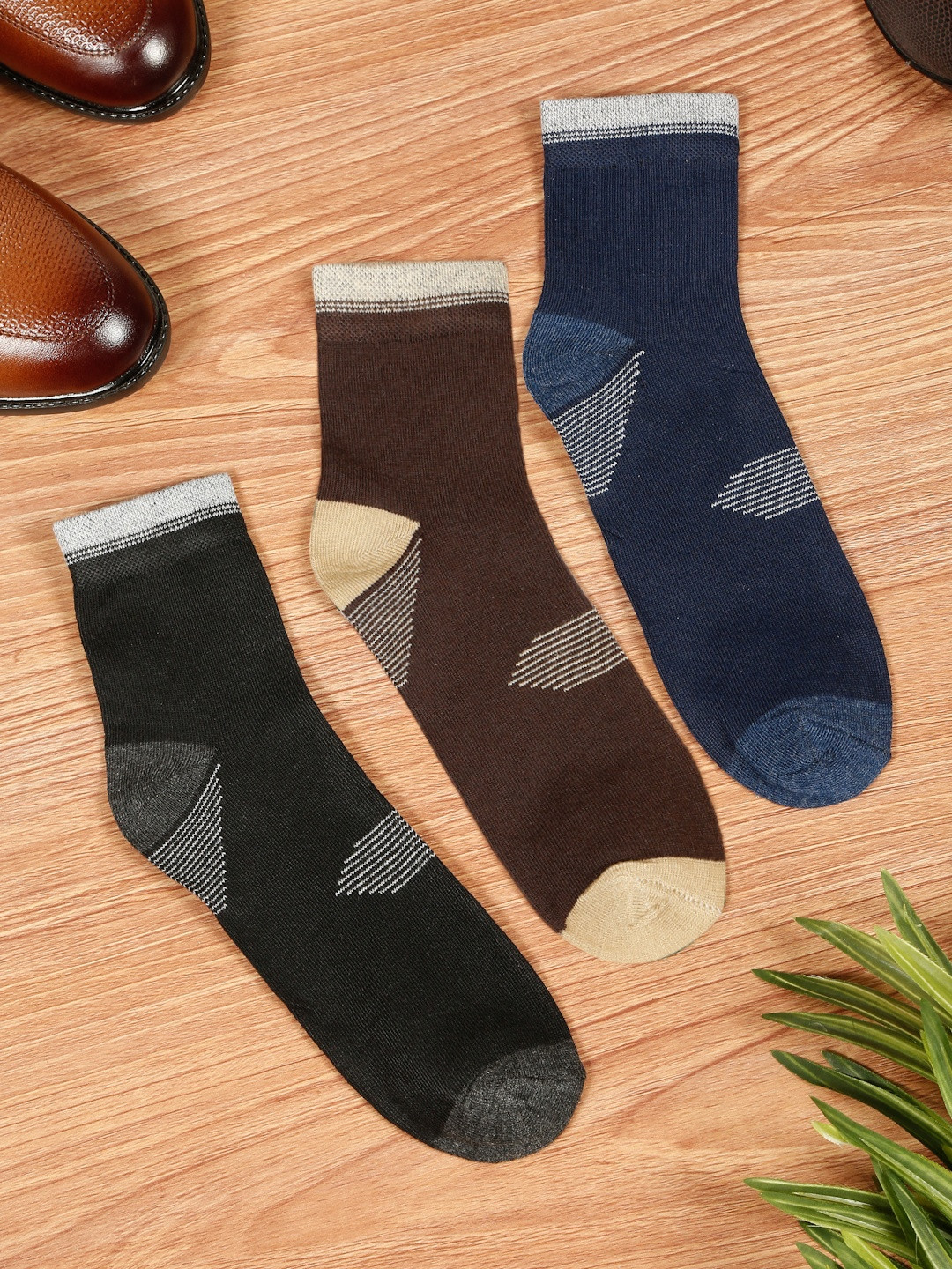 Teakwood Leathers Men Pack Of 3 Cotton Above Ankle Length Socks