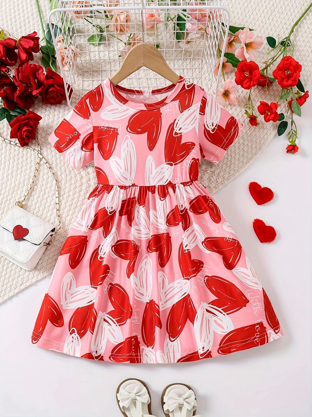 White World Girls Abstract Printed Fit & Flare Dress