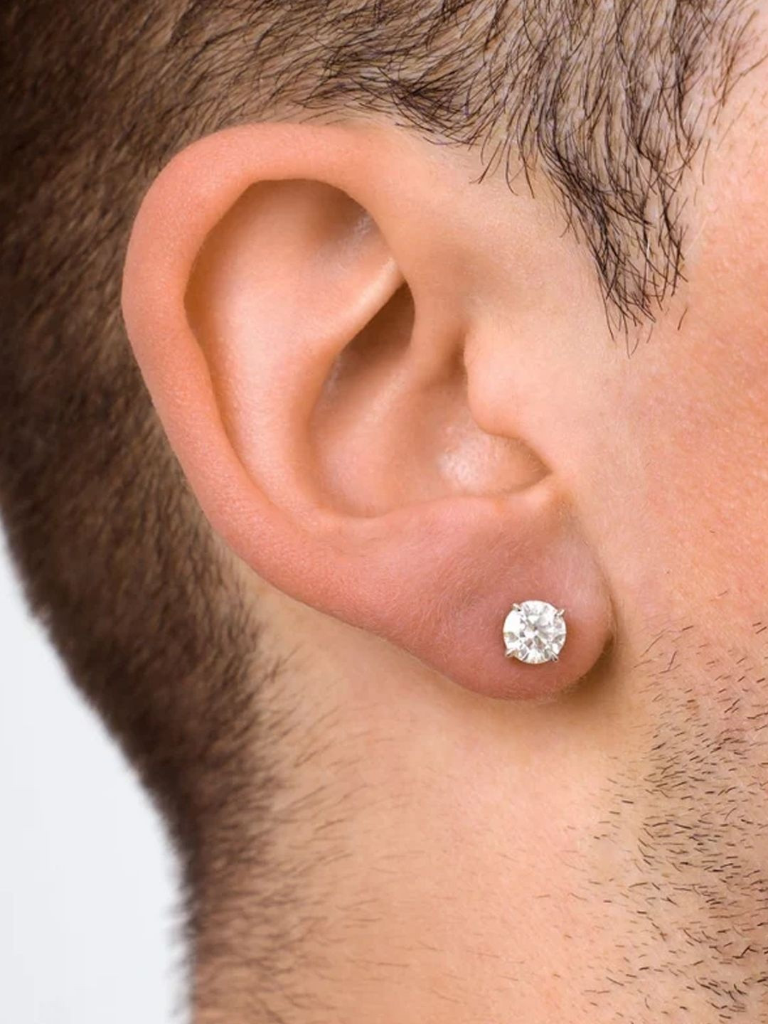 Roadster Men Sterling Silver Solitaire Ear Stud Earring