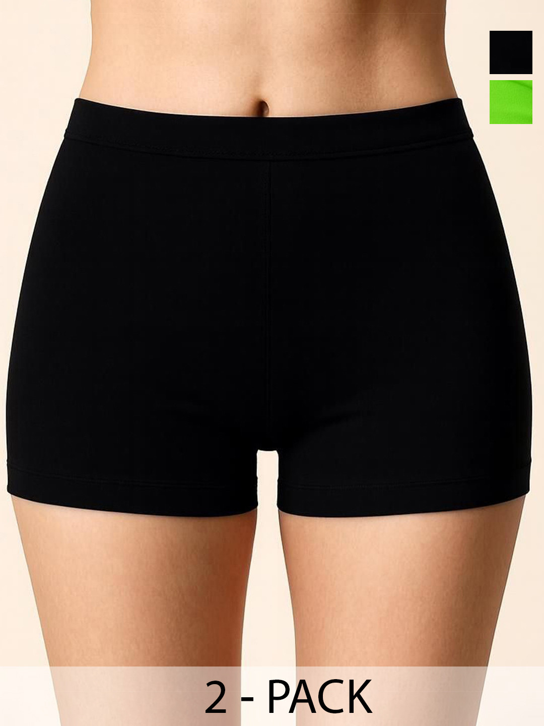 Attire Zone Pack of 2 Women Mid-Rise Super Combed Cotton Antimicrobial Boy shorts Briefs