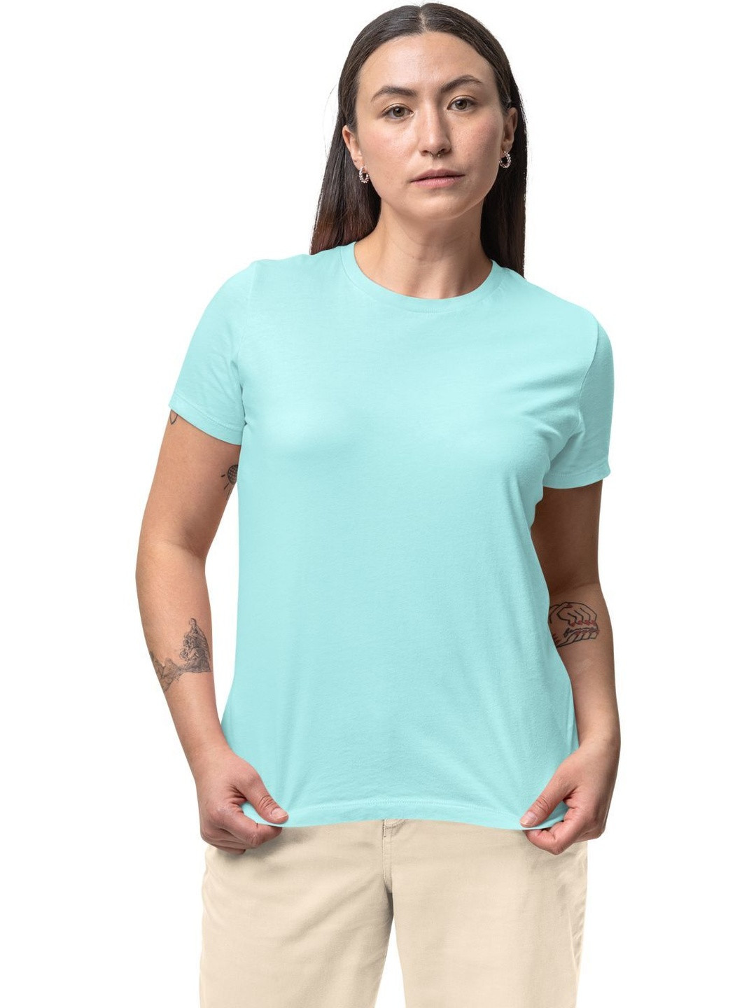 Tipsy closet Women Cotton Round Neck Half Sleeve Tshirt