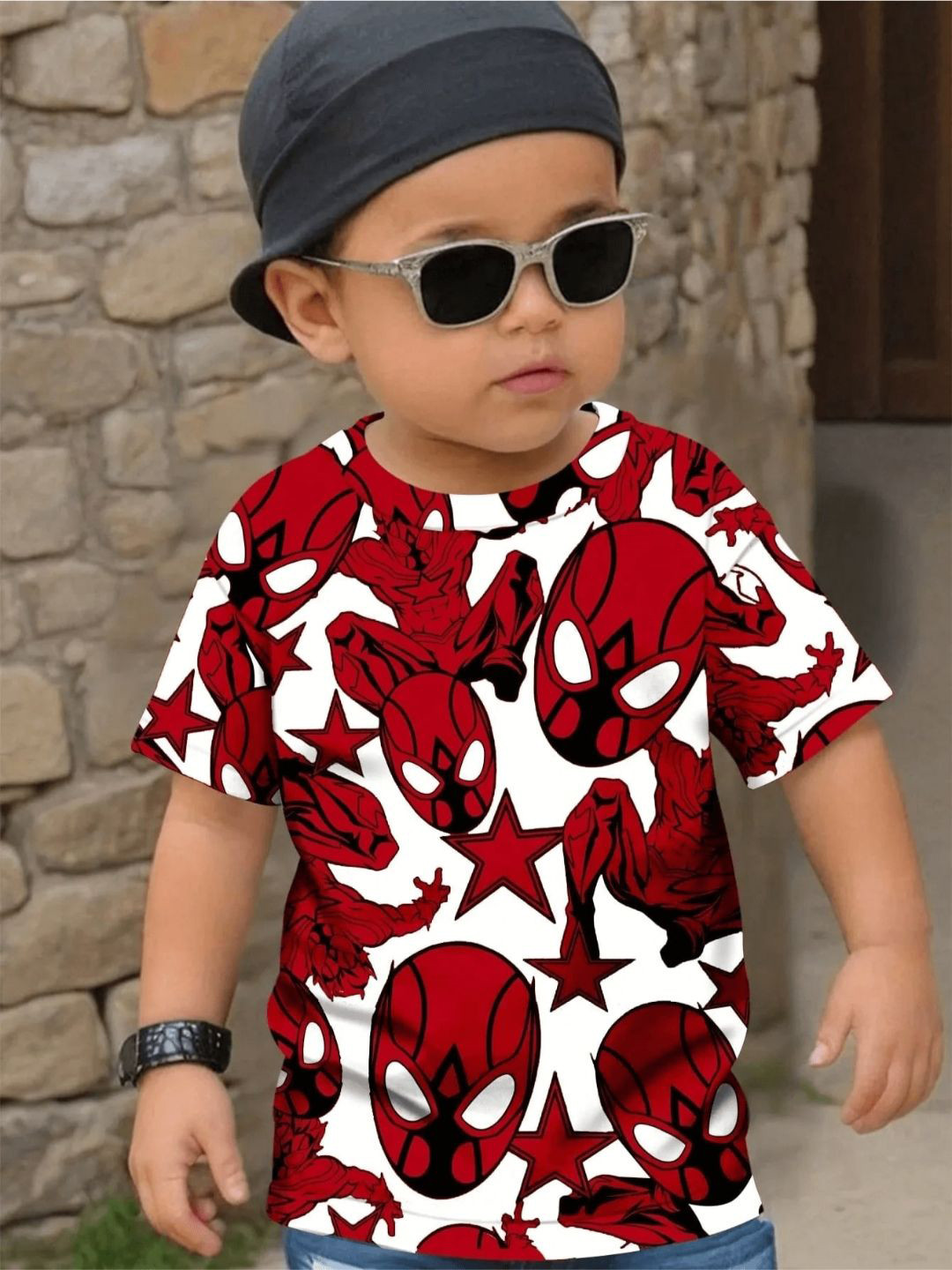 BAESD Boys Spider-Man Printed Short Sleeves Modal T-shirt