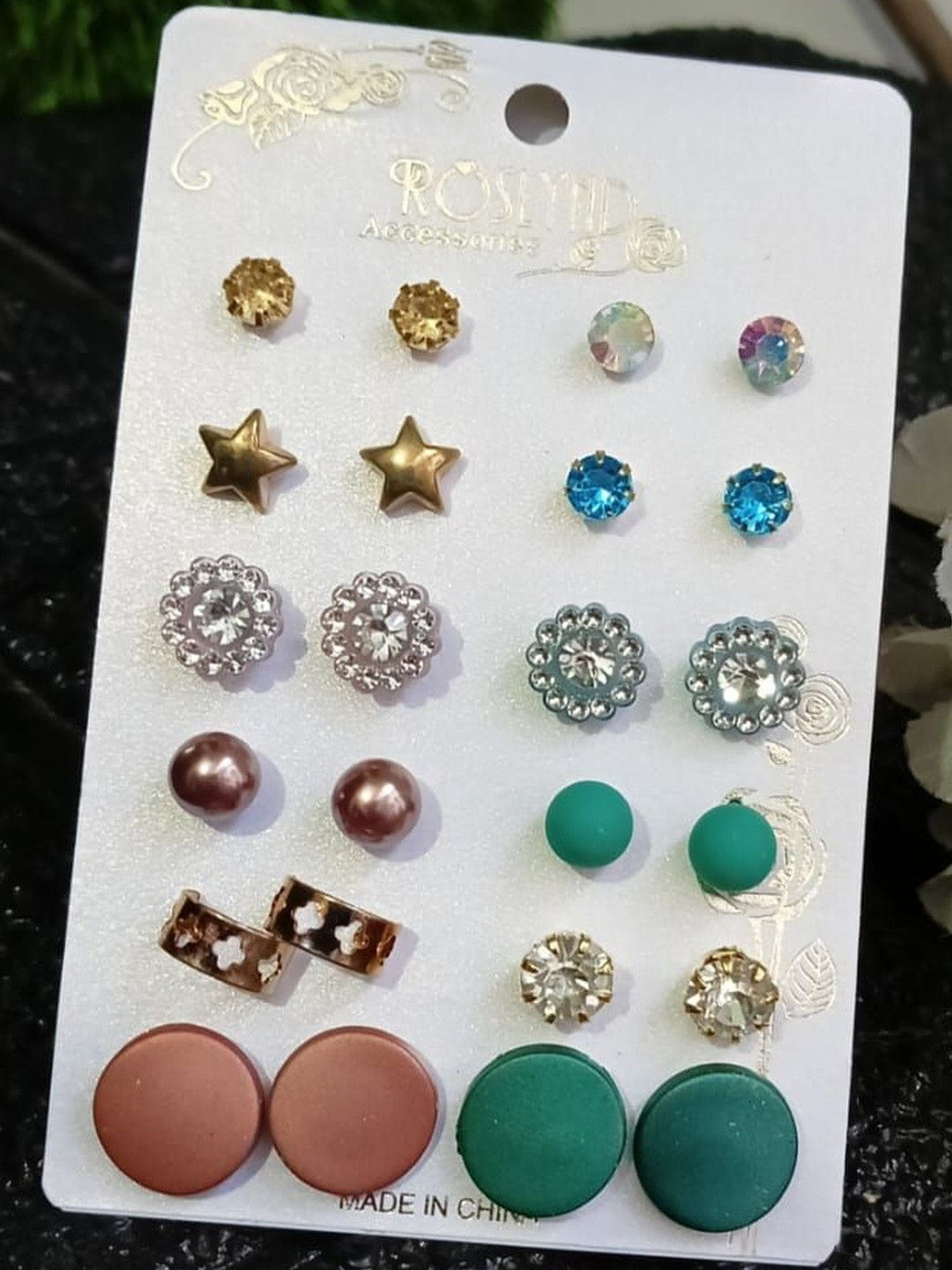 STING BEE Pack Of 12 Pair Of Studs Earrings