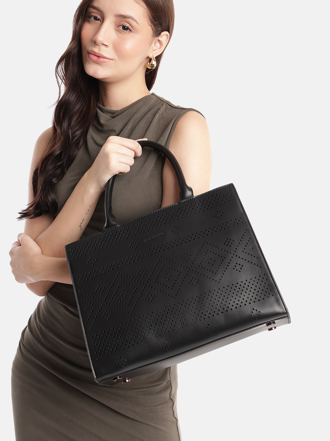 Van Heusen Laser Cuts Structured Handheld Bag