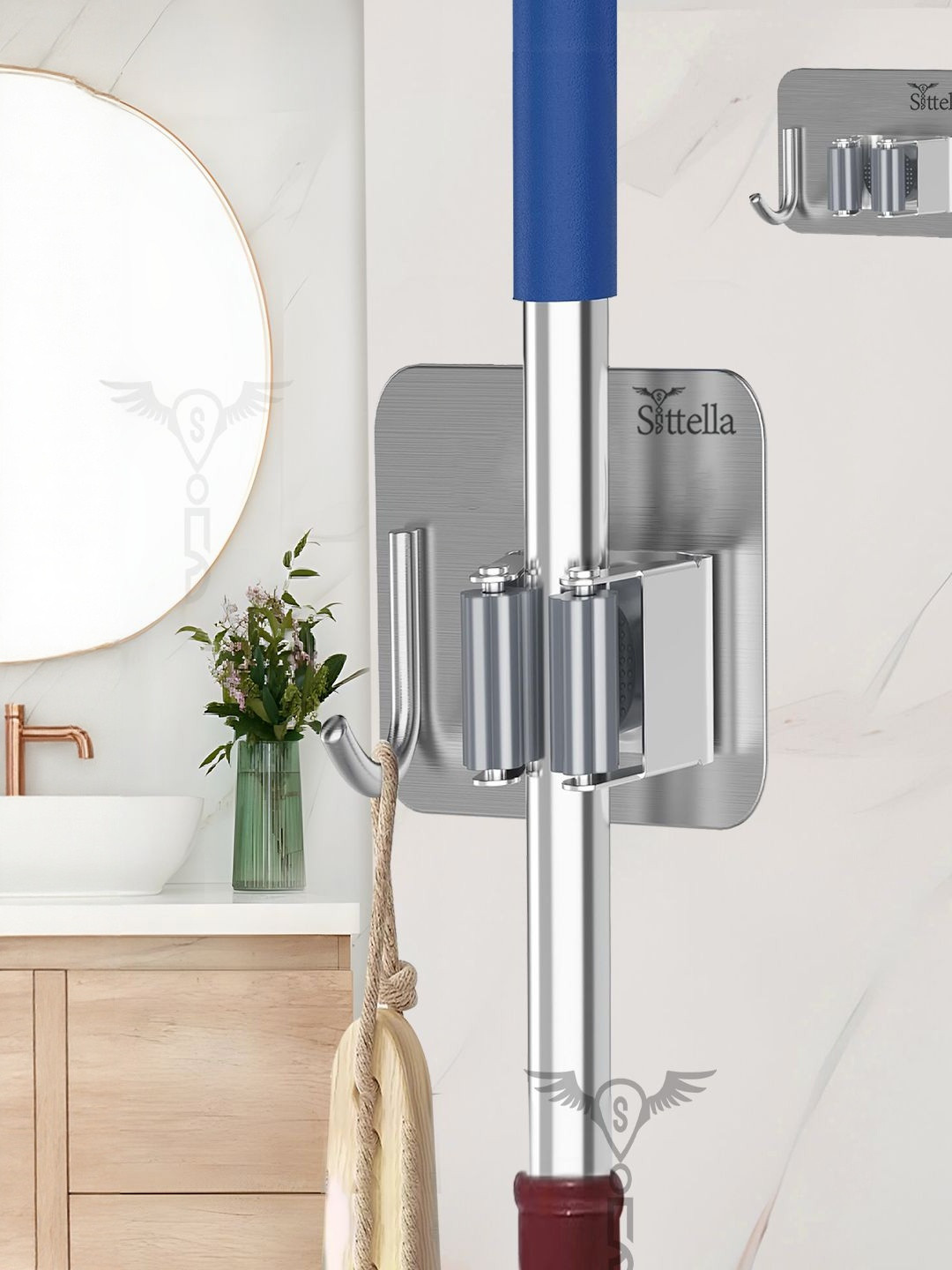SITTELLA Stainless Steel Broom and Mop Stick Holder