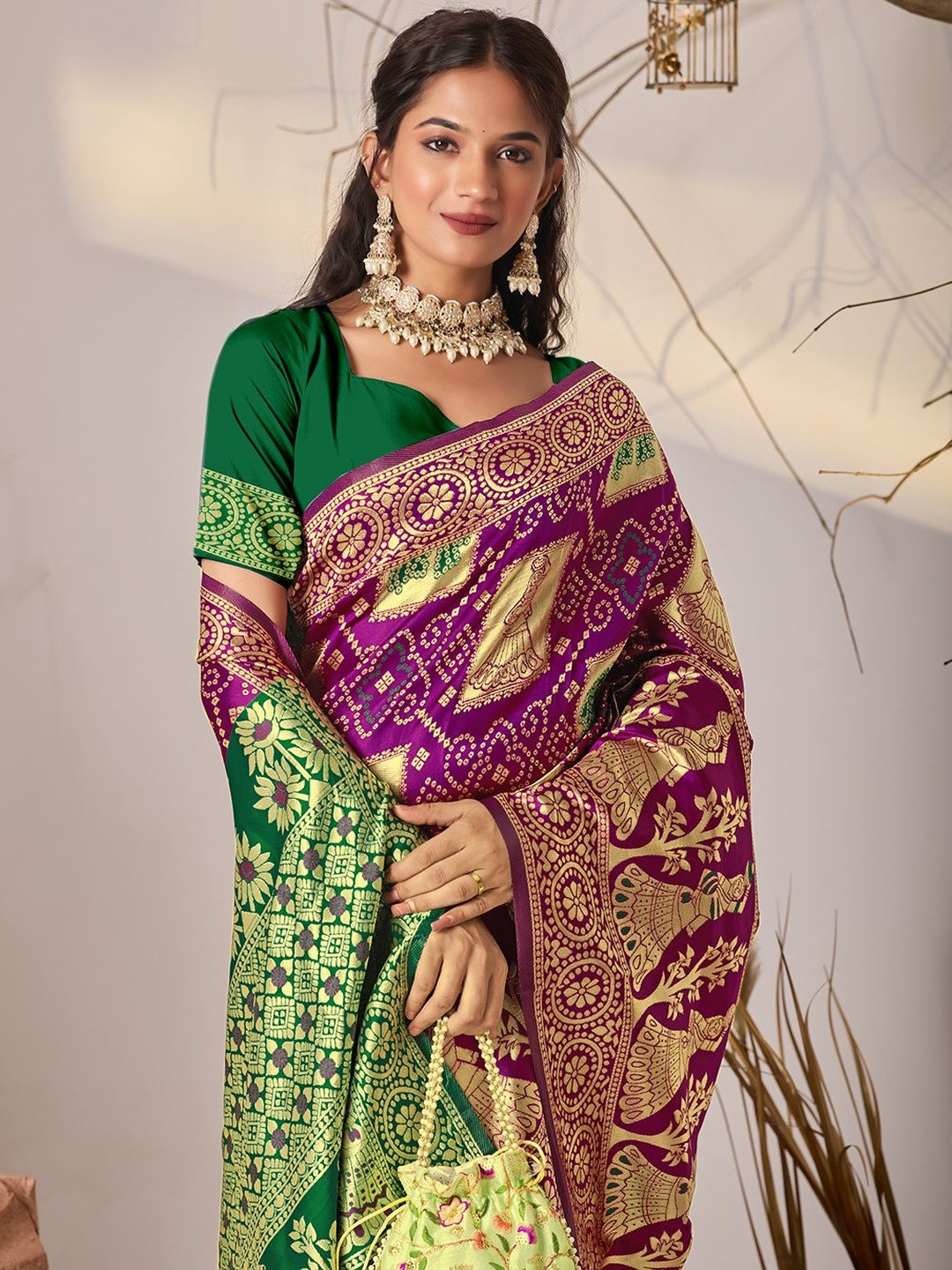 TINA FASHION Ethnic Motifs Zari Art Silk Banarasi Saree