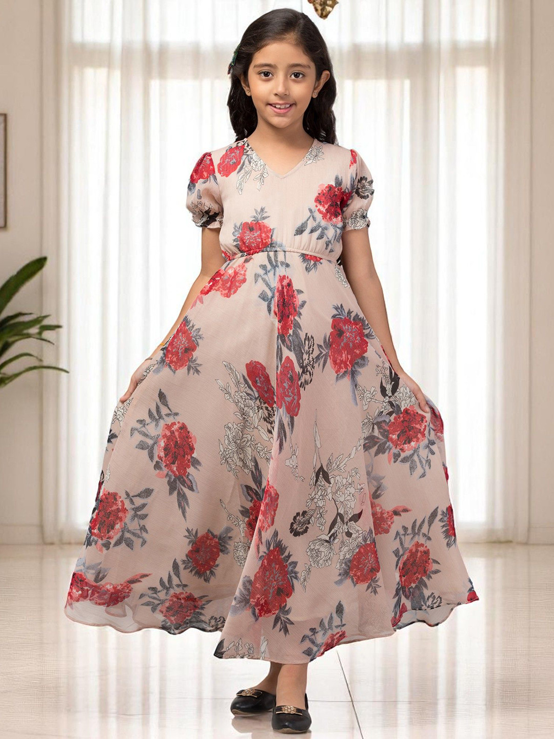 Tito Patito Girls Floral Print Maxi Dress