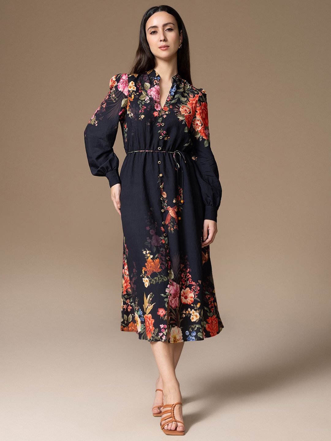 Kazo Women Sophie Floral Print A-Line Midi Dress