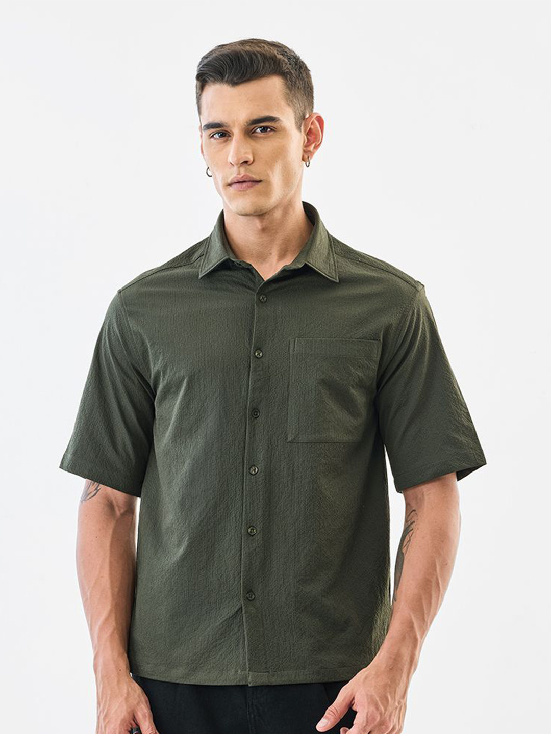 Snitch Textured Oversized Shirt