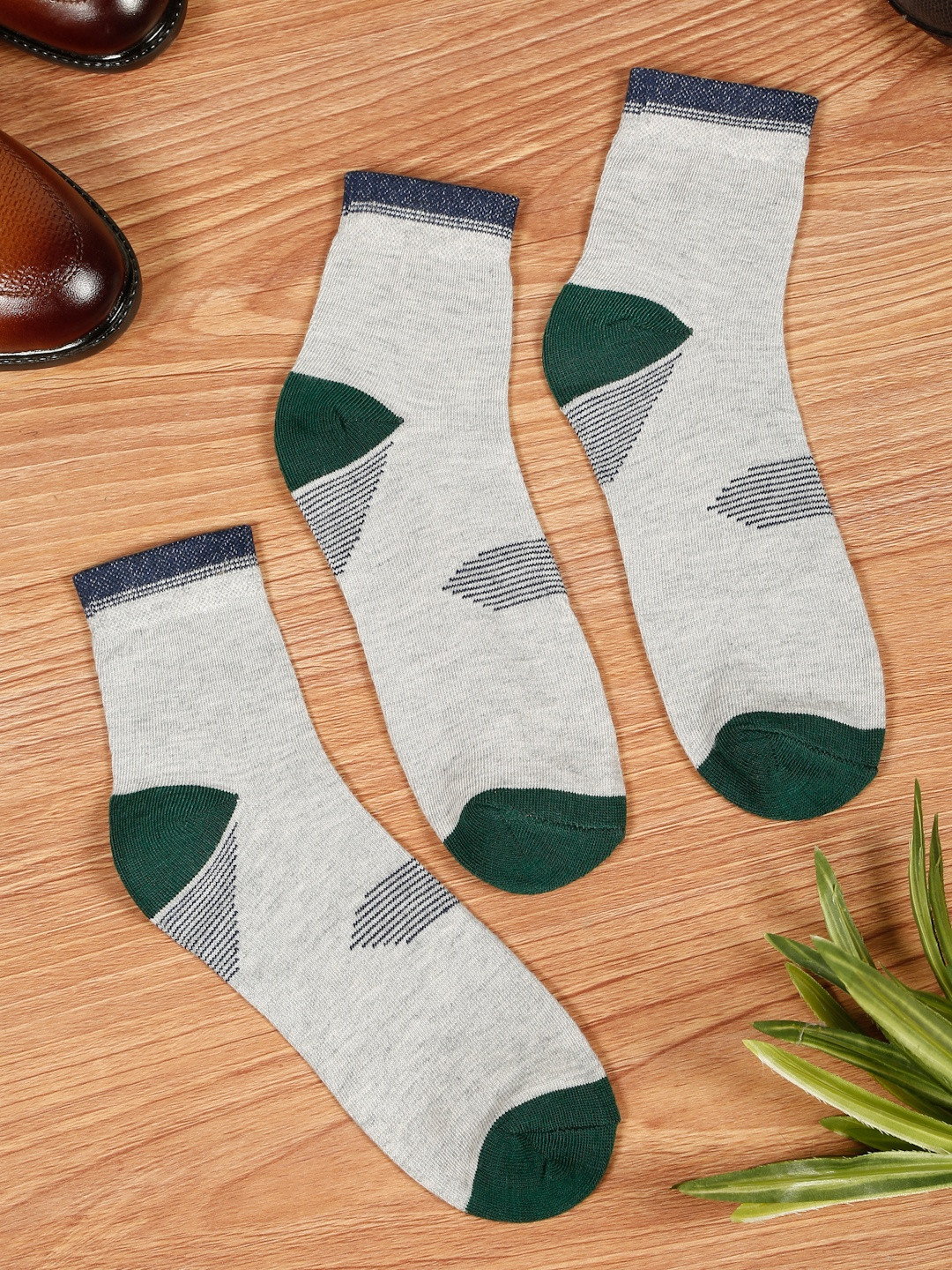 Teakwood Leathers Men Pack Of 3 Cotton Above Ankle Length Socks