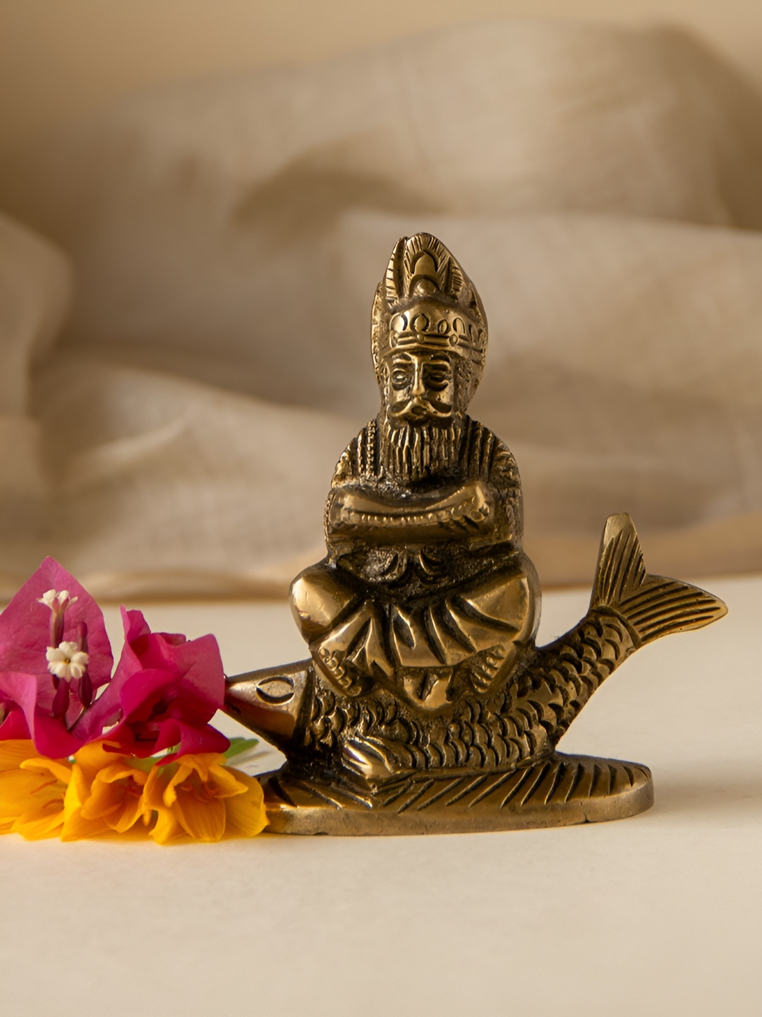 Imli Street Gold & Black Idol Of Jhule Lal Religious Metallic Showpiece