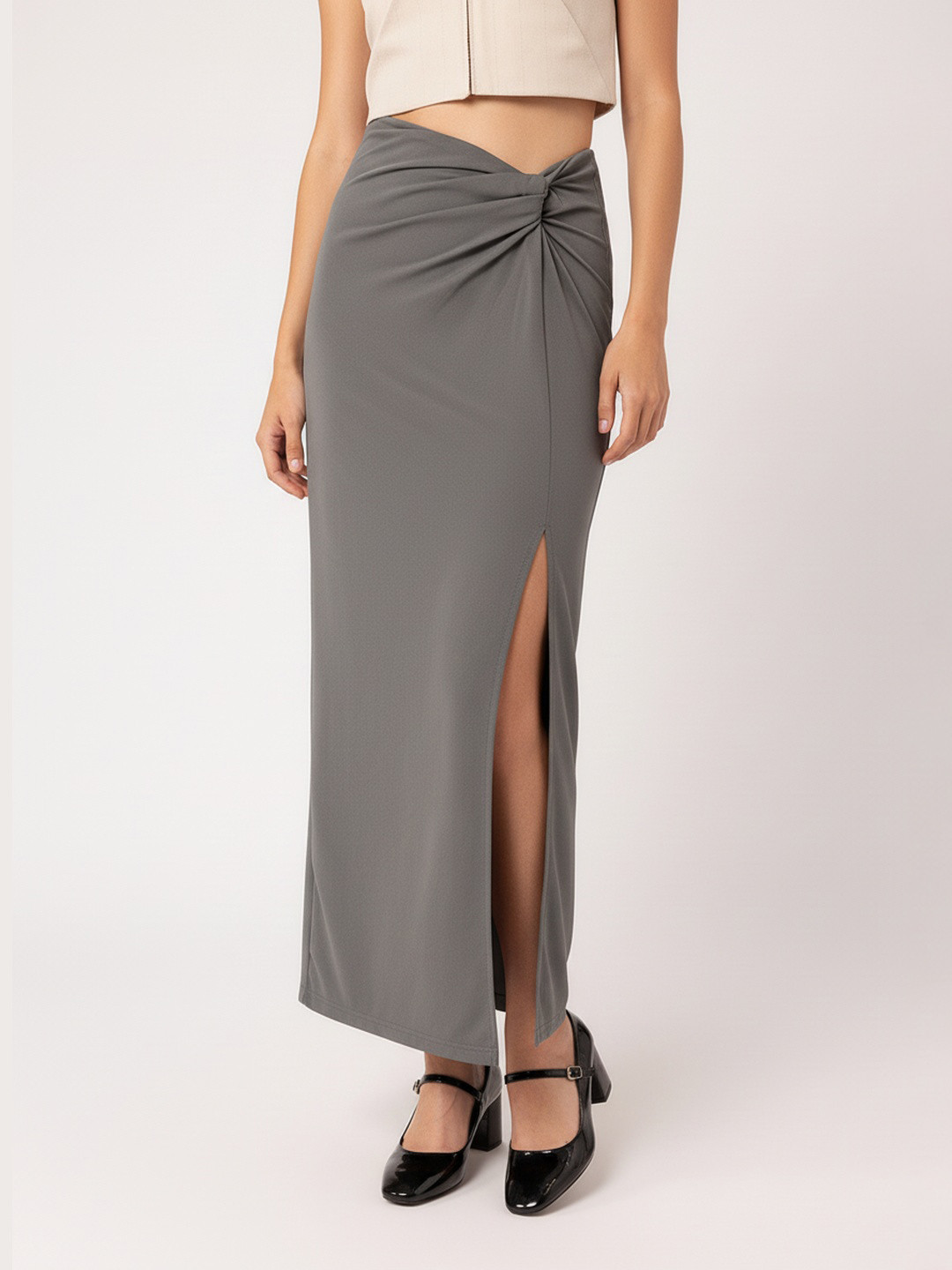 DressBerry Femme Fever Twisted Slit Maxi Skirt