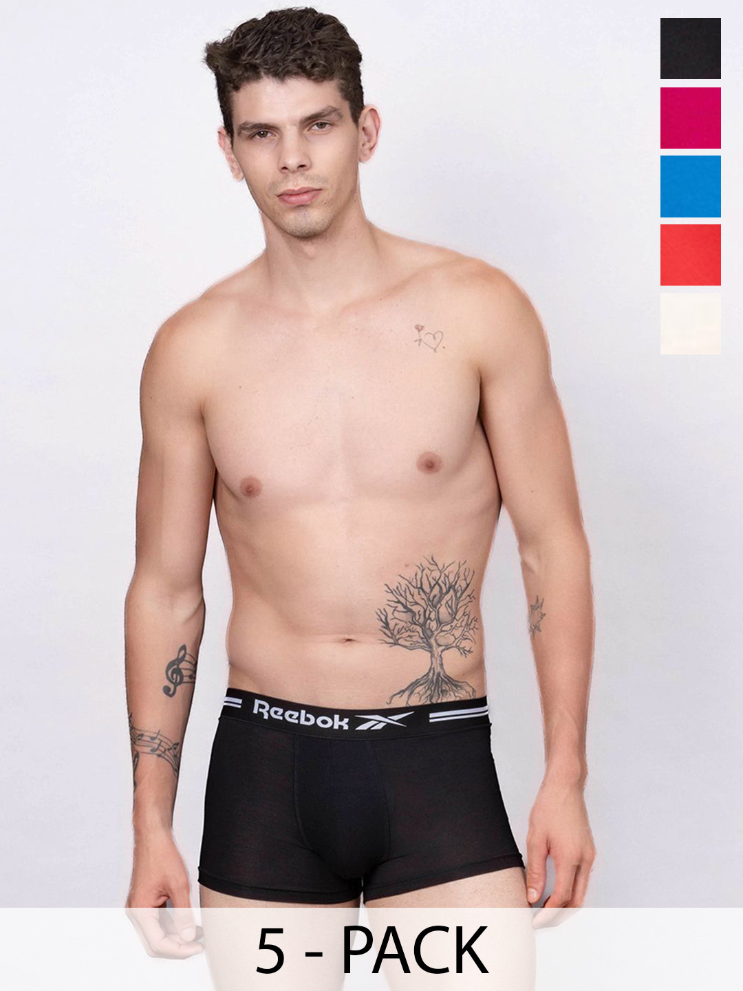 Reebok Pack Of 5 Logo Detail Trunks