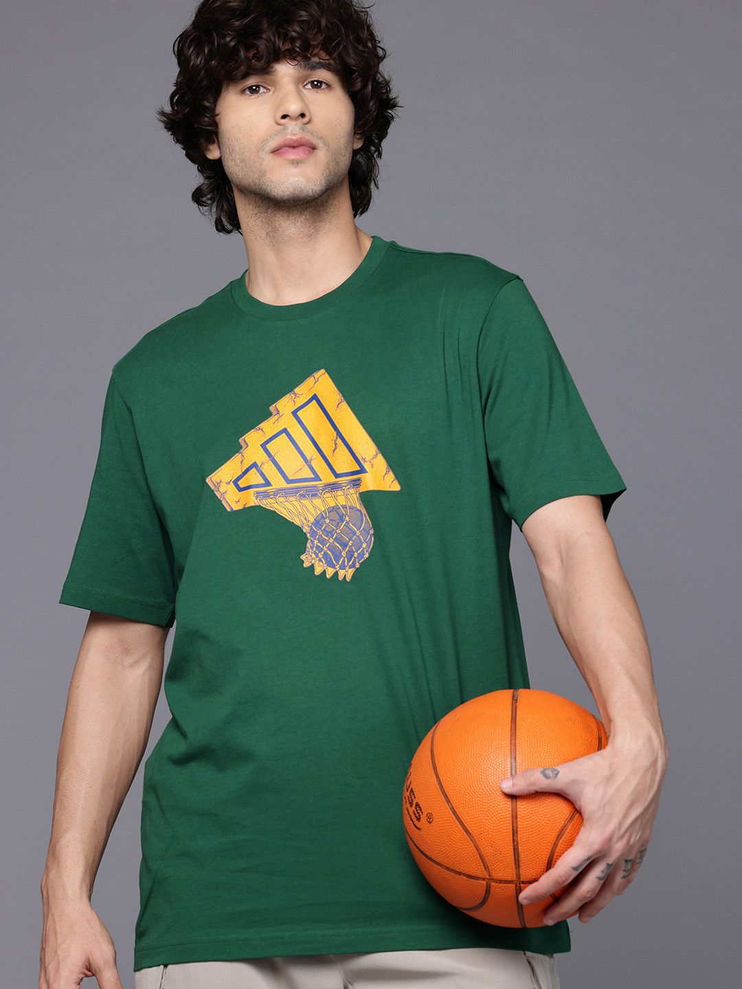 ADIDAS Brand Logo Print Basketball T-Shirt