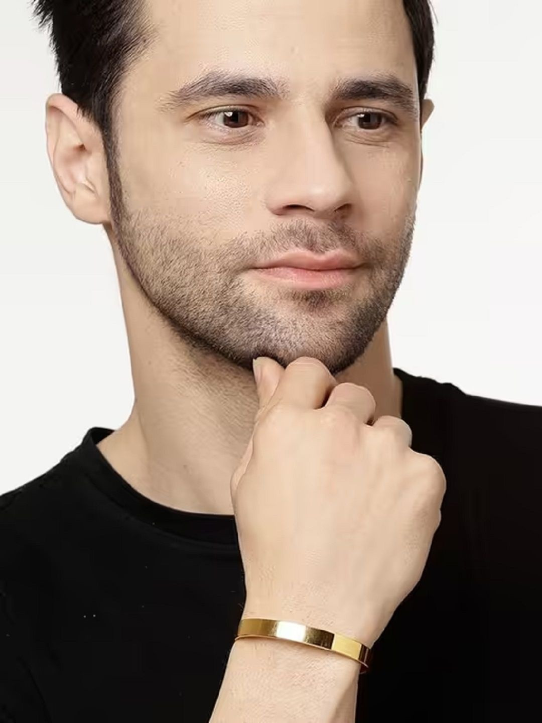 Arihant Shope Unisex Stainless Steel Gold-Plated Kada Bracelet