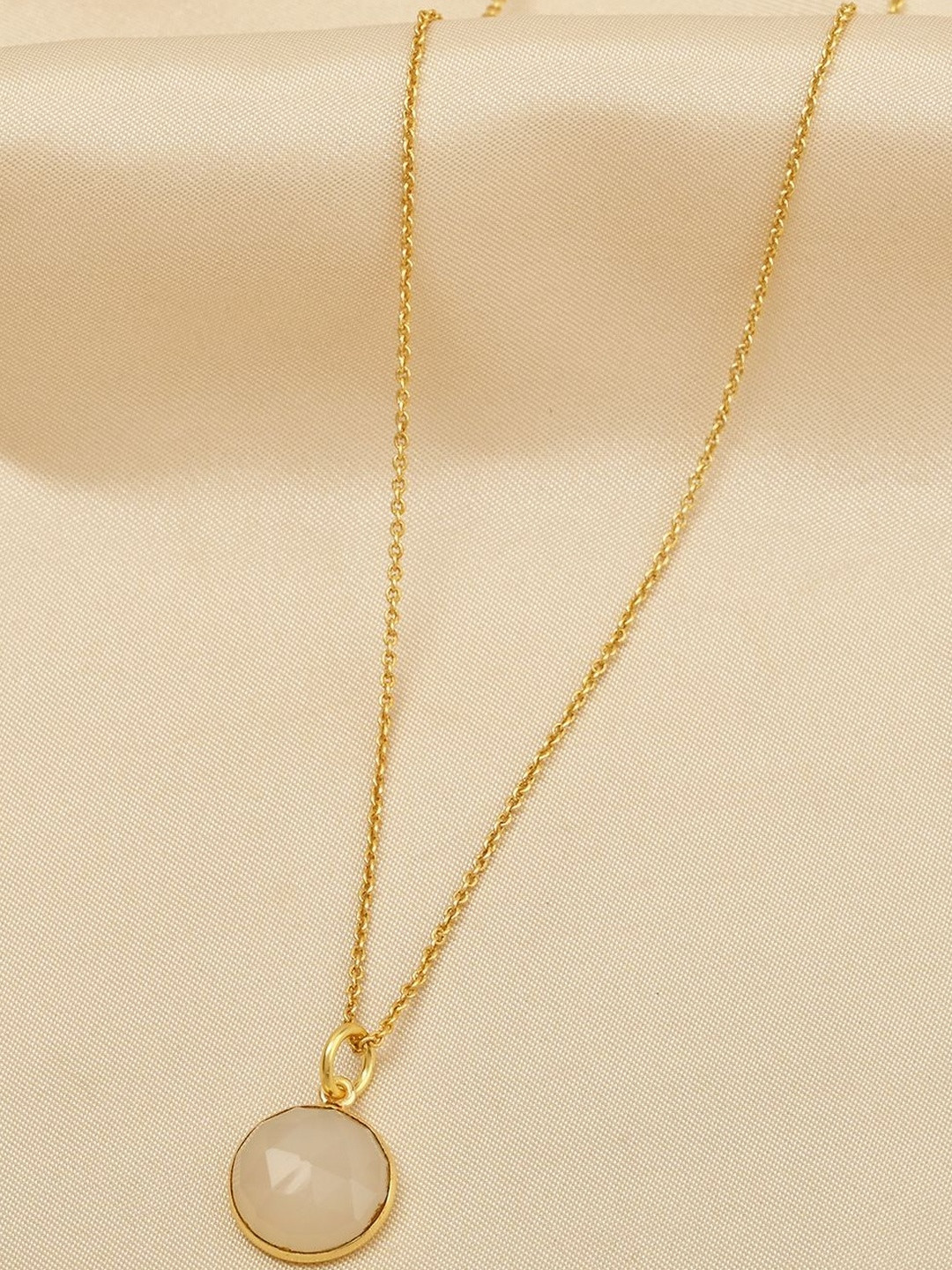 La Vita Gold-Plated Real Stones Studded Minimal Necklace