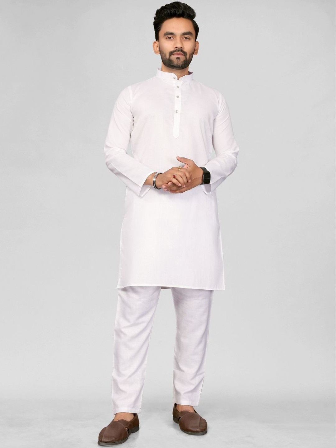 Moda Rapido Men Cotton Blend A-Line Extended Sleeves Kurta