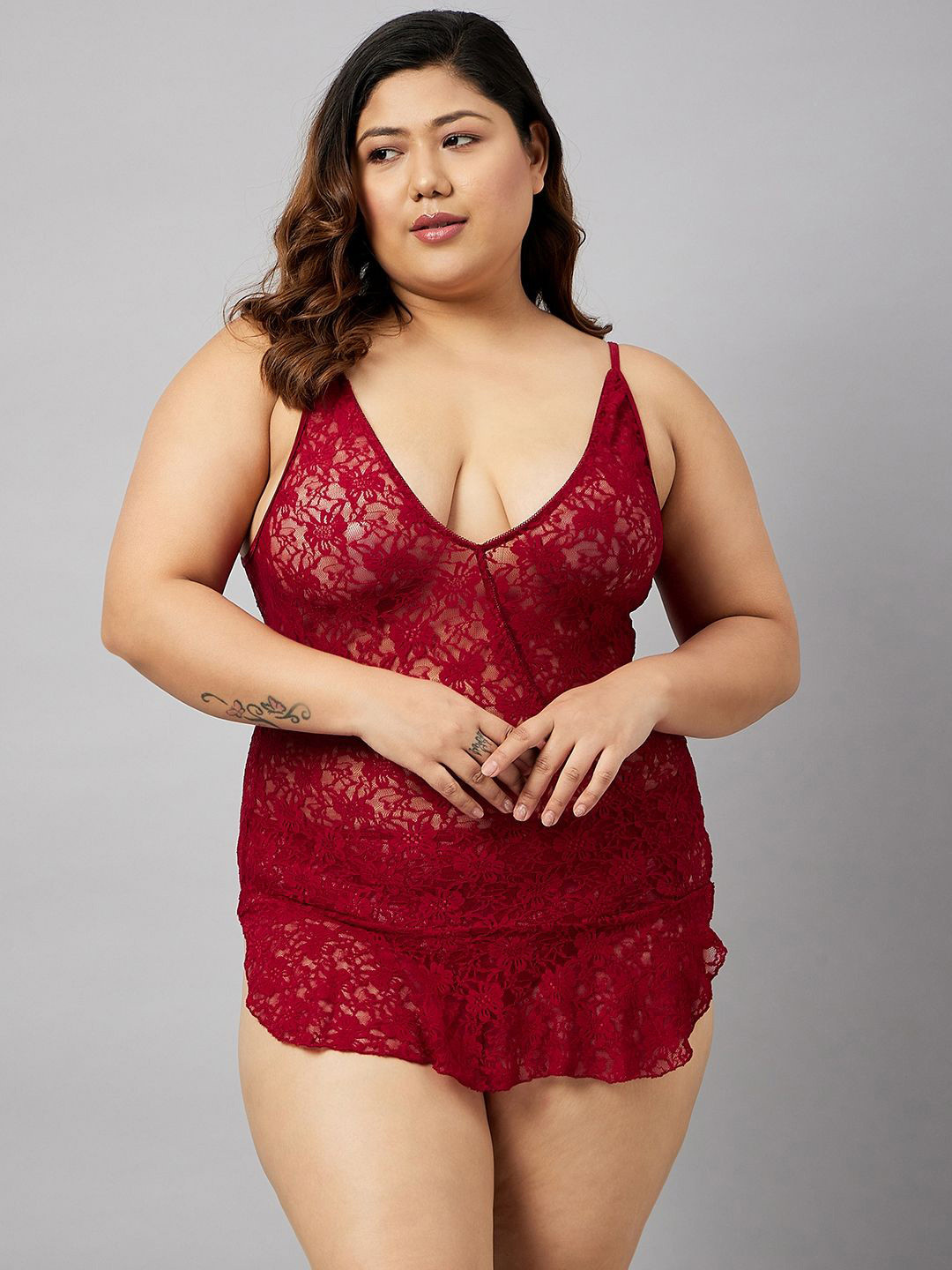 G Heist Women Plus Size Lace Nightwear Baby Doll